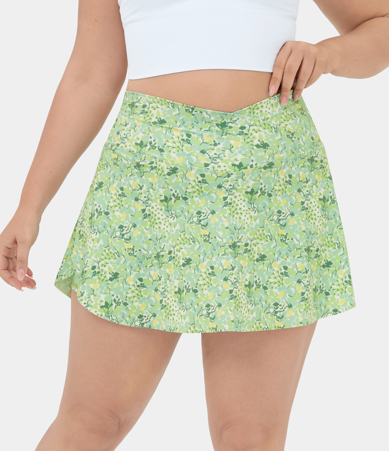 Halara Everyday Crossover Side Pocket 2-in-1 Plus Size Tennis Skirt-Lucid  - Weekend at the Lake - 1X 
