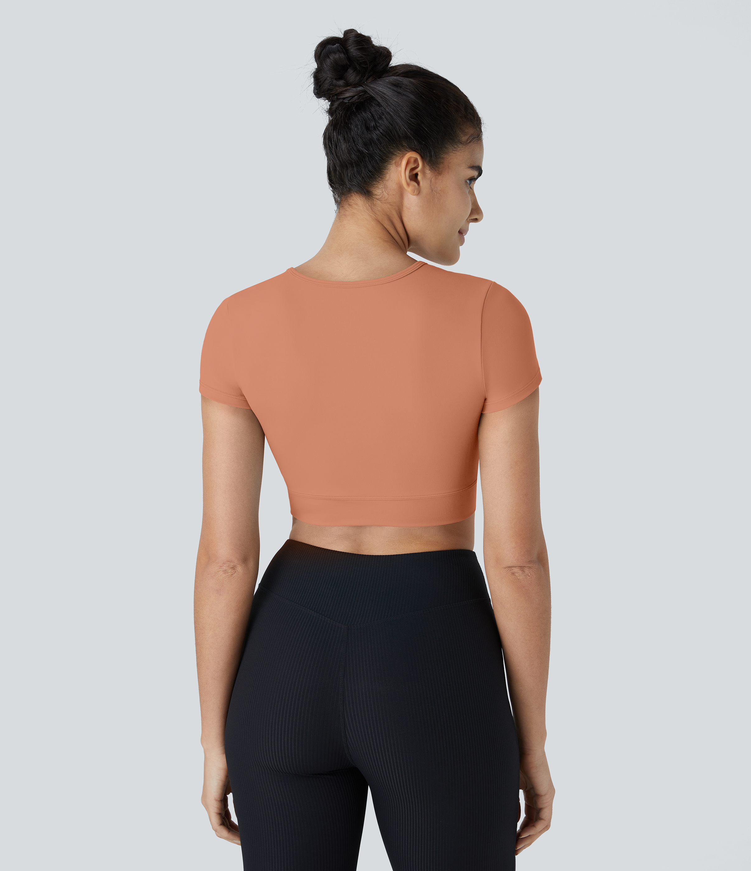 Halara In My Feels Cloudfulв„ў Fabric Crossover Hem Cropped Sports Top  - Sun Baked - L 