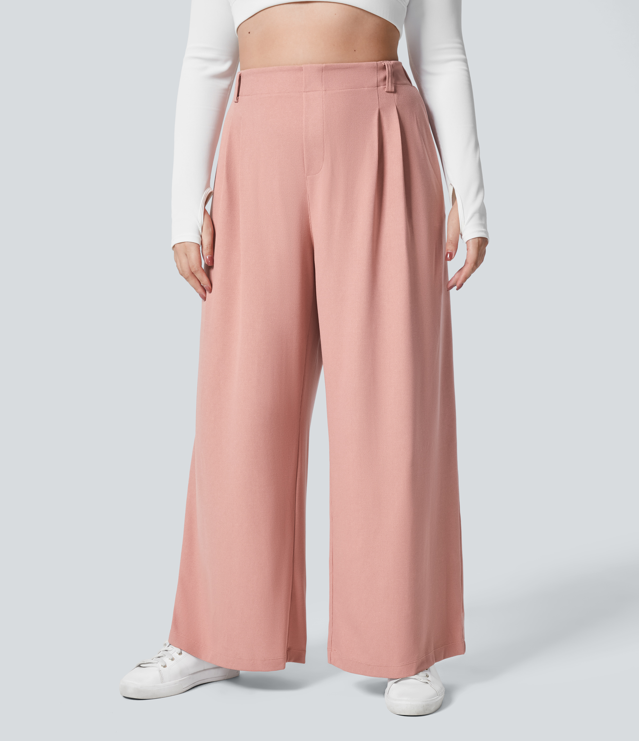 Halara Flex™ High Waisted Pocket Wide Leg Waffle Work Plus Size Pants