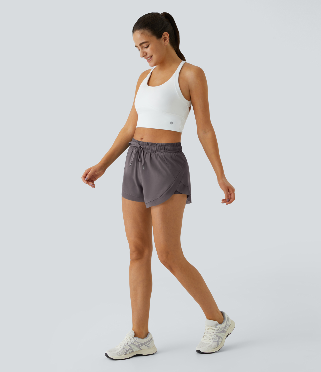 Halara Drawstring Contrast Flowy Mesh 2-in-1 Shorts Gym Short - Sparrow - XS booty shorts compression shorts yoga shorts 