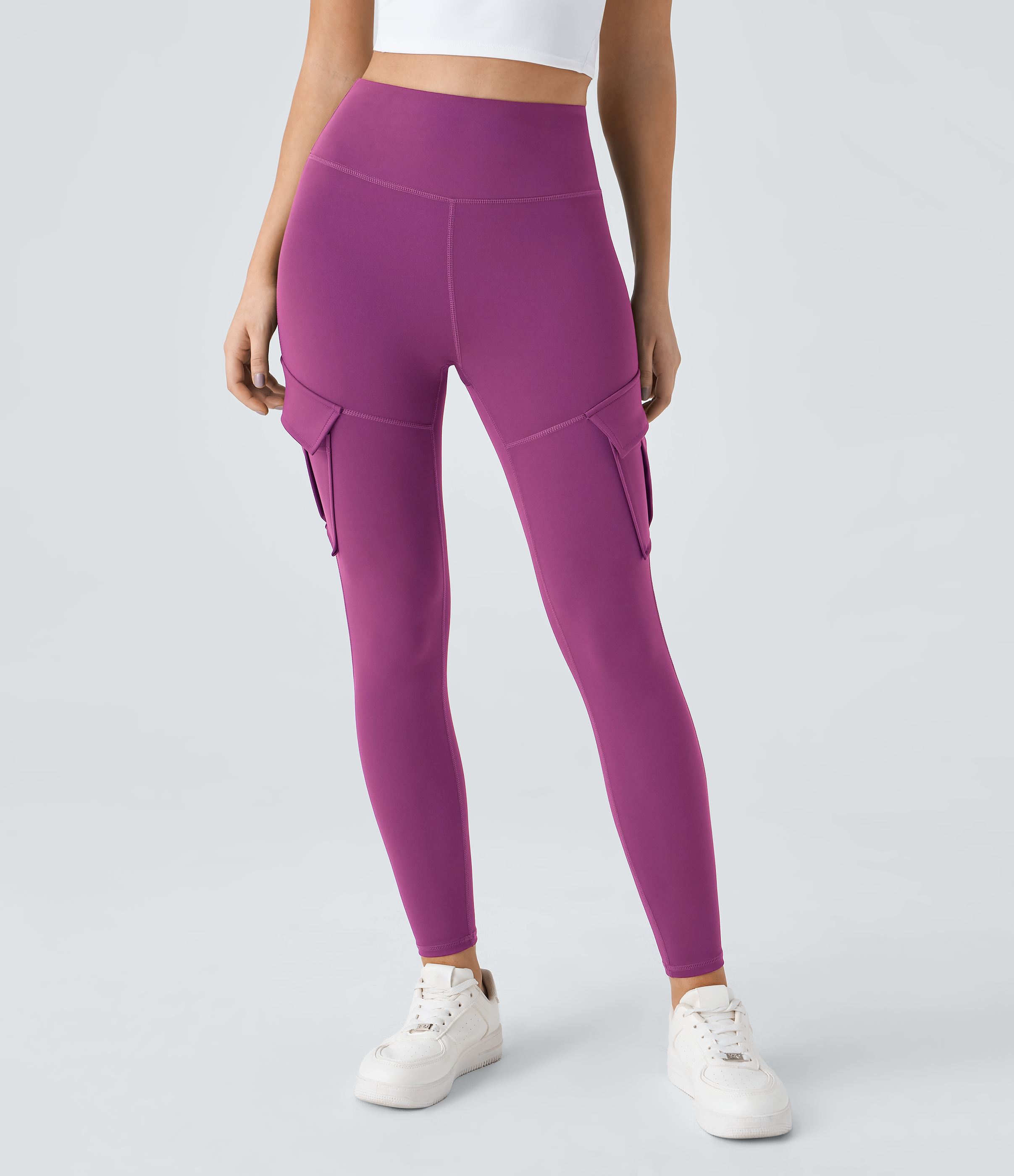Halara High Waisted Cargo Pocket Skinny Yoga Leggings  - Deep Orchid - XS(7/8) gym leggings leggings with pockets leggings with butt lift 