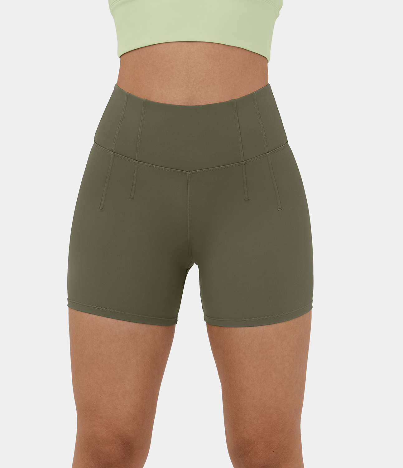 Halara Softlyzeroв„ў Plush High Waisted Plain Yoga Biker Shorts 5``  - Grass Grey Green - XL biker shorts women black biker shorts 