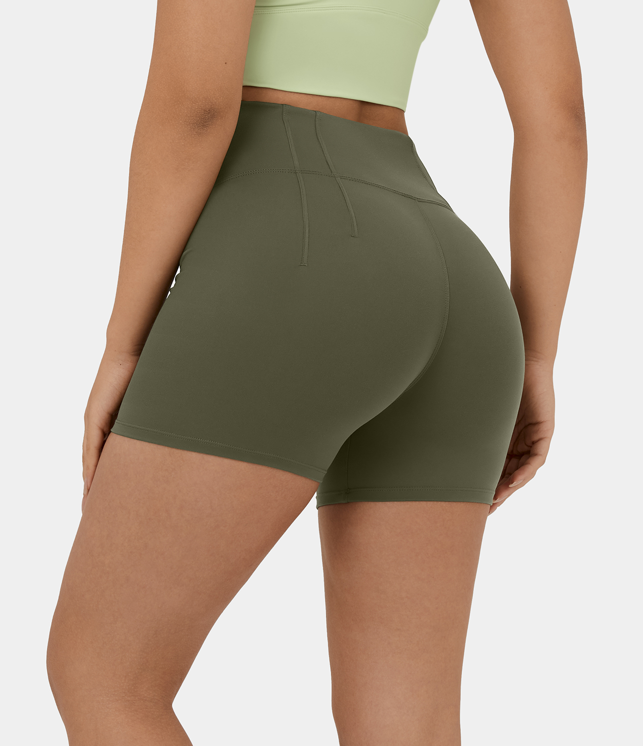 Halara Softlyzeroв„ў Plush High Waisted Plain Yoga Biker Shorts 5``  - Grass Grey Green - XL biker shorts women black biker shorts 