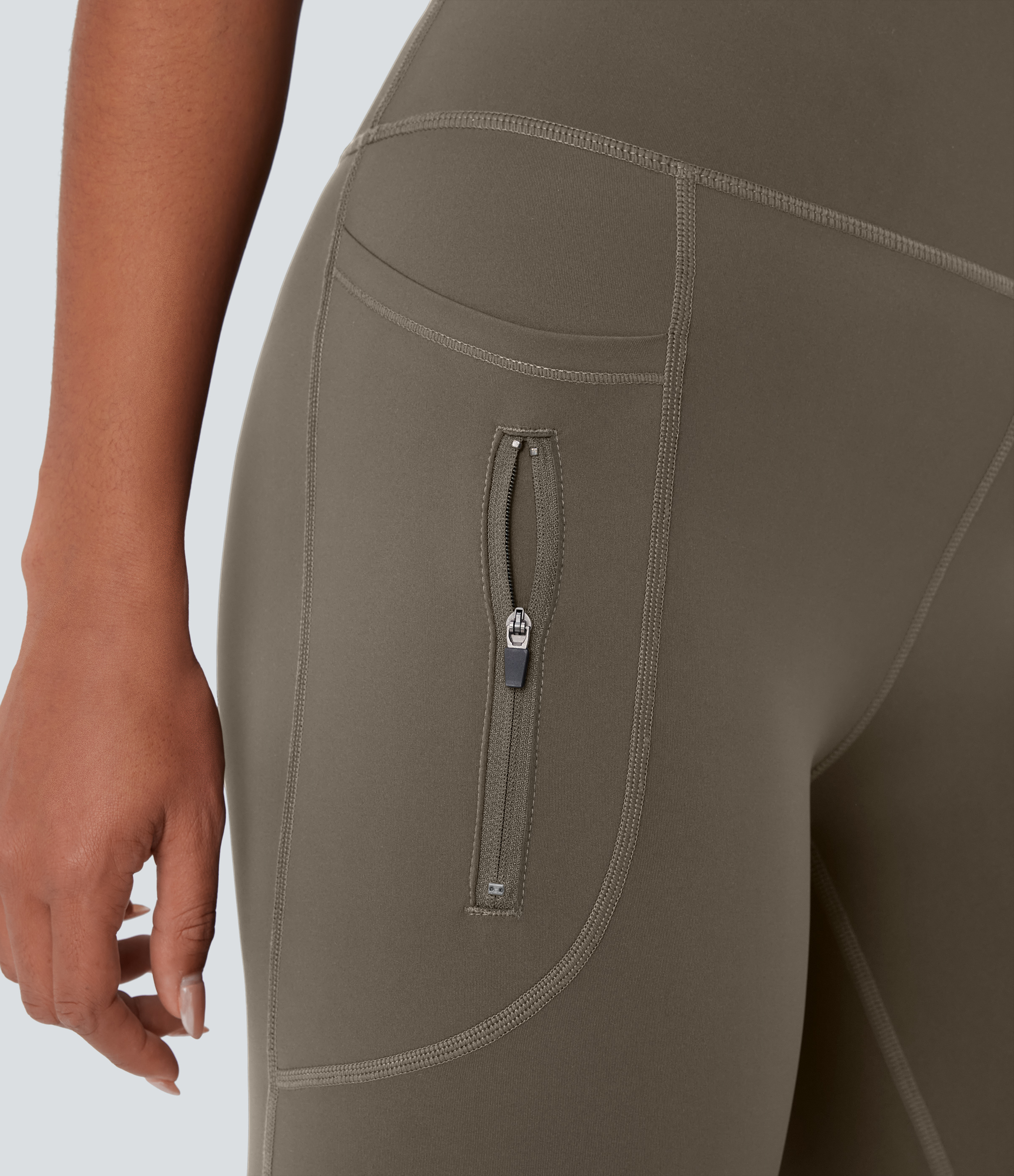 Halara Wear-Resistant High Waisted Multiple Pockets Hiking Biker Shorts 7``  - Twilight Green - S biker shorts women black biker shorts 
