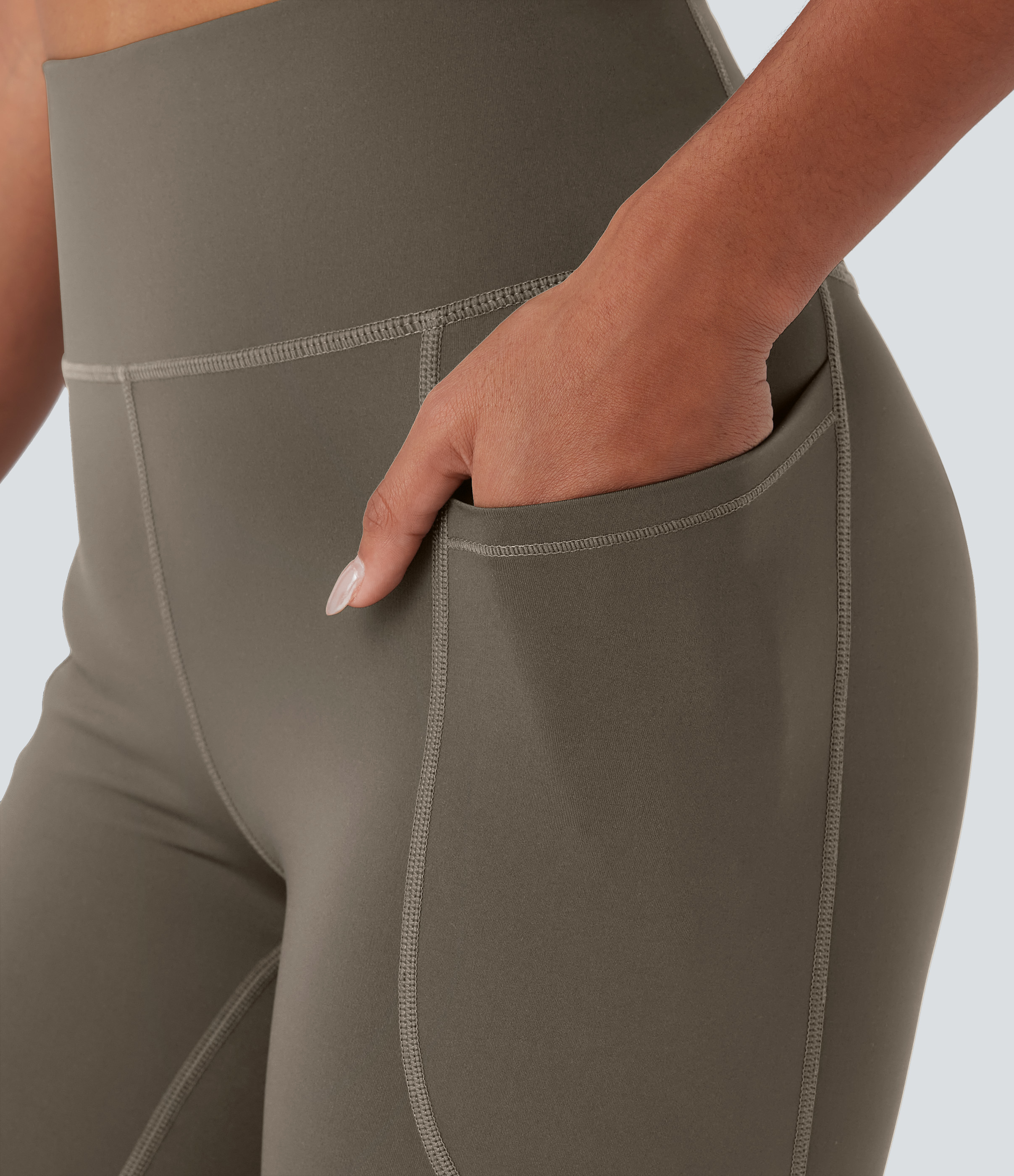 Halara Wear-Resistant High Waisted Multiple Pockets Hiking Biker Shorts 7``  - Twilight Green - S biker shorts women black biker shorts 