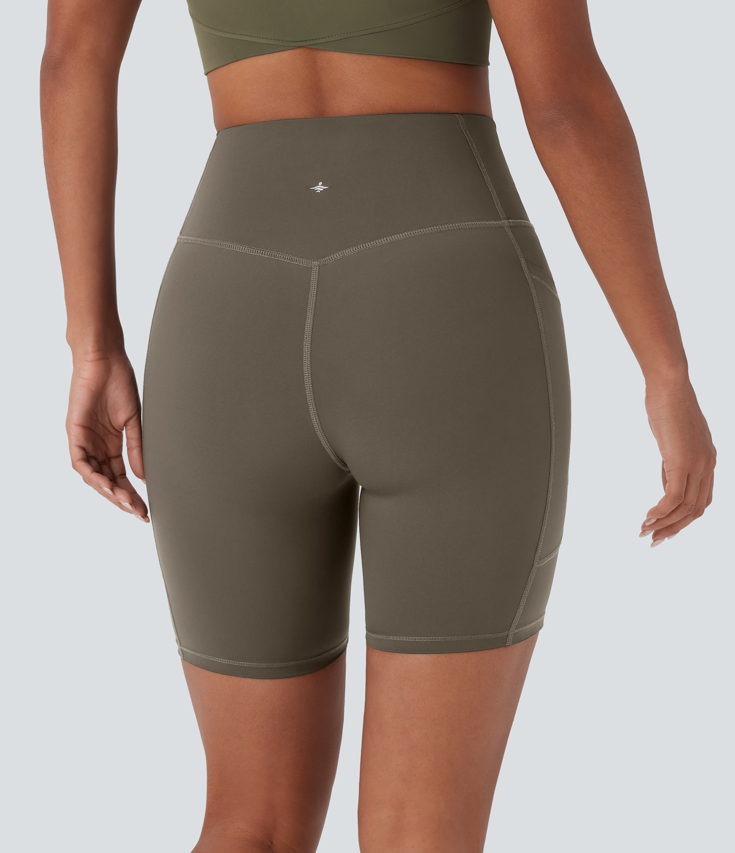 Halara Wear-Resistant High Waisted Multiple Pockets Hiking Biker Shorts 7``  - Twilight Green - S biker shorts women black biker shorts 