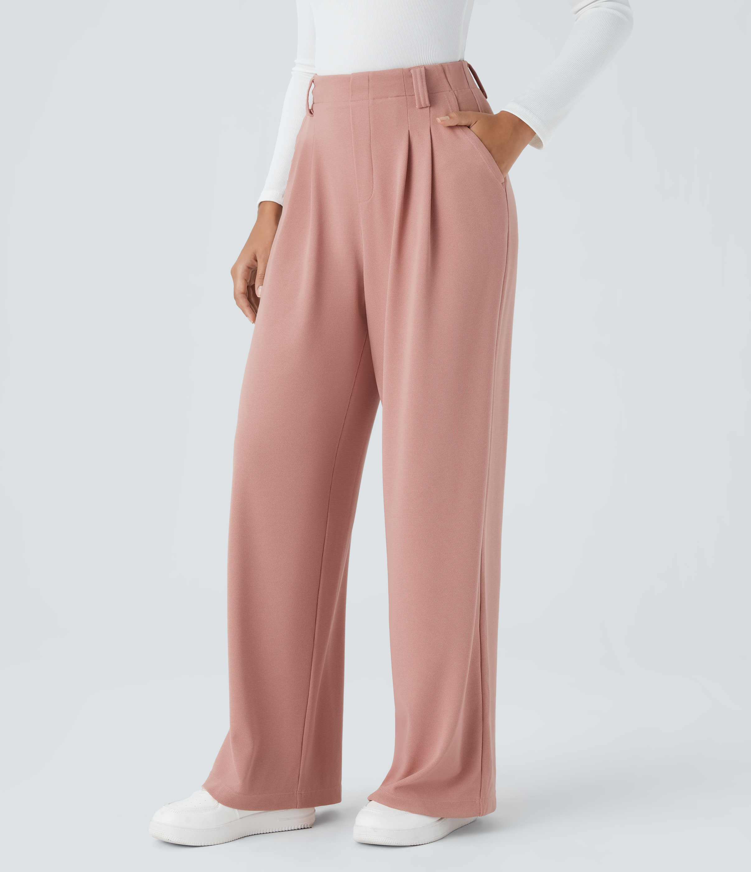 Halara Flex™ High Waisted Pocket Wide Leg Waffle Work Pants