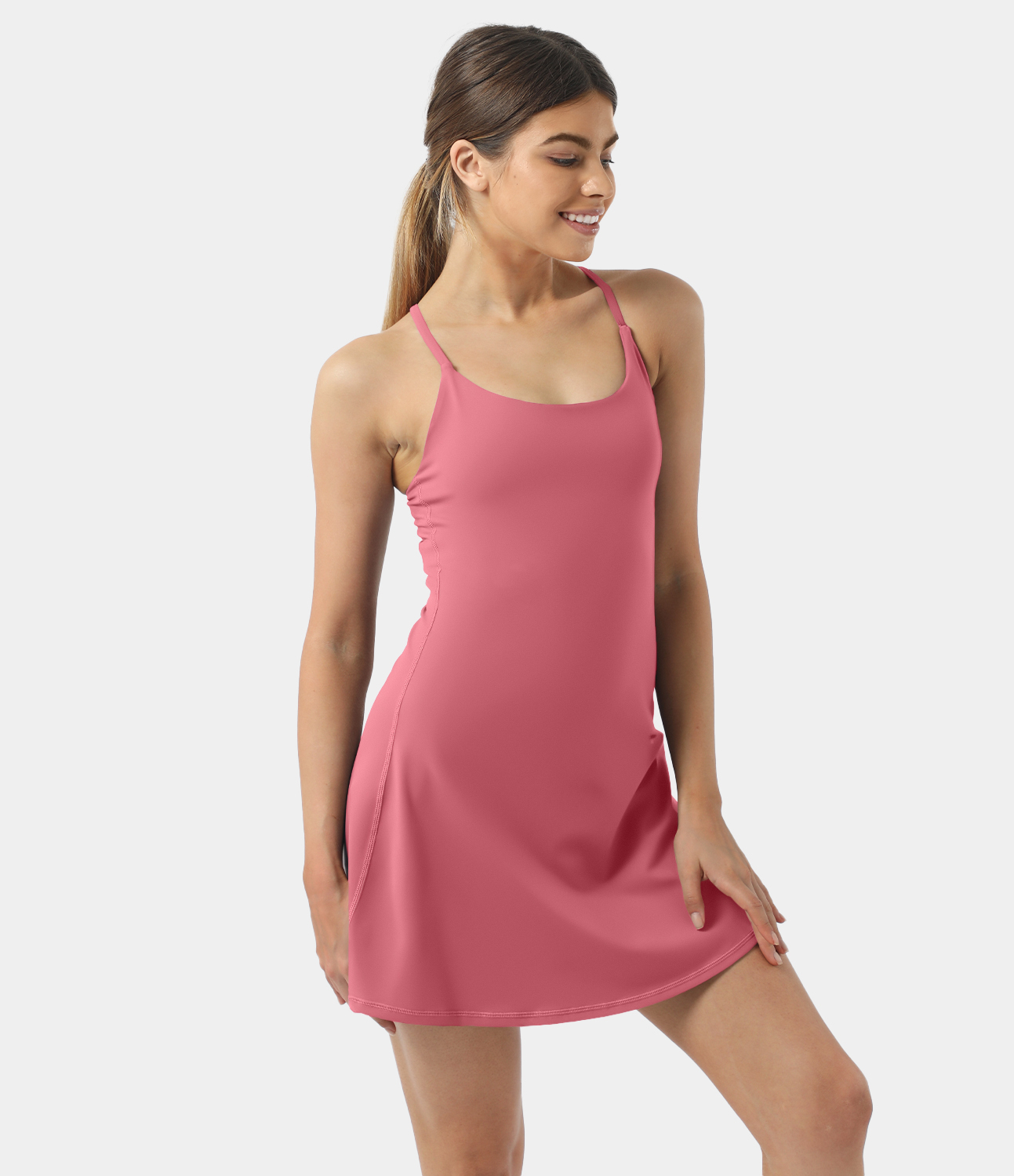 

Halara Softlyzeroв„ў Plush Backless Active Dress Workout Dress - Begonia Rouge