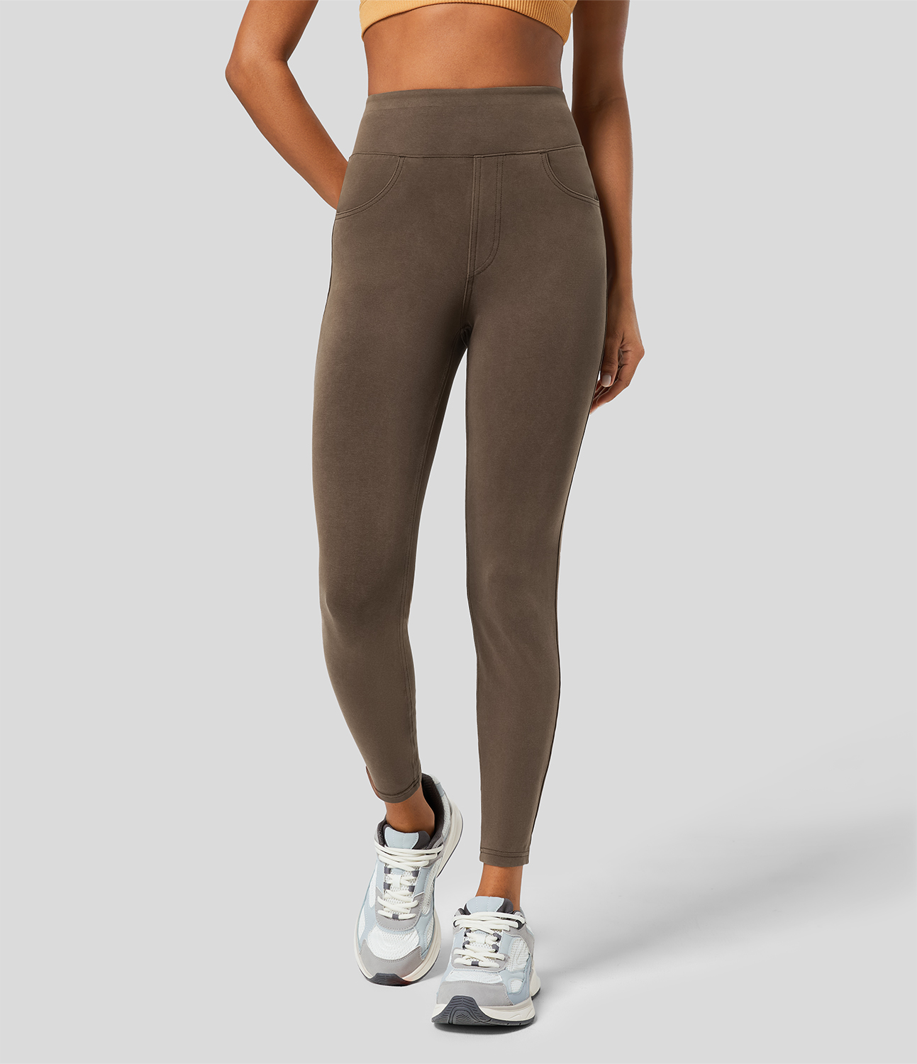 Halara Flex™ High-Waisted Multi-Pocket Colorful Stretch Knit Denim 7/8 Casual Leggings