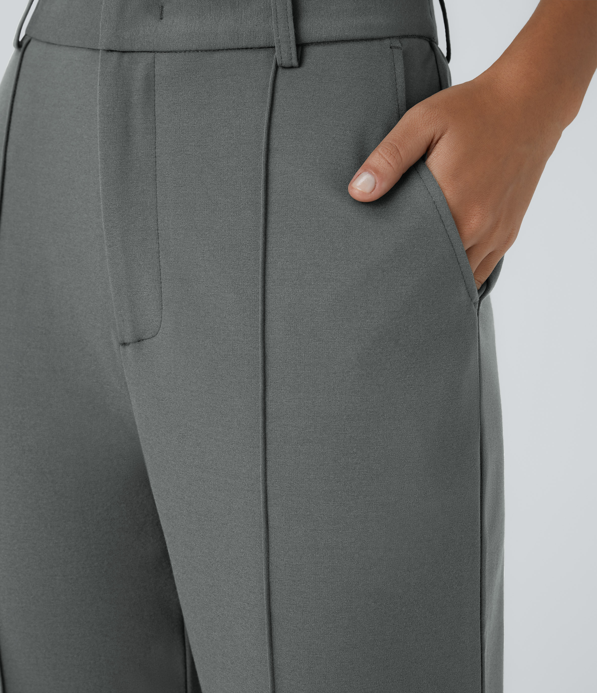 Halara High Waisted Side Pocket Straight Leg Work Suit Pants  - Sedona Sage - L(regular) sweatpants jogger pants stacked sweatpants 