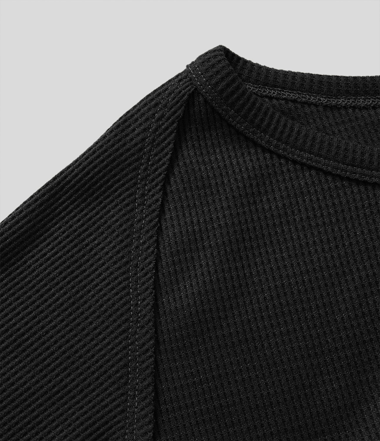 Halara Boat Neck Raglan Sleeve Thumb Hole Split Hem Waffle Casual Sweatshirt Dress  - Black - XS 