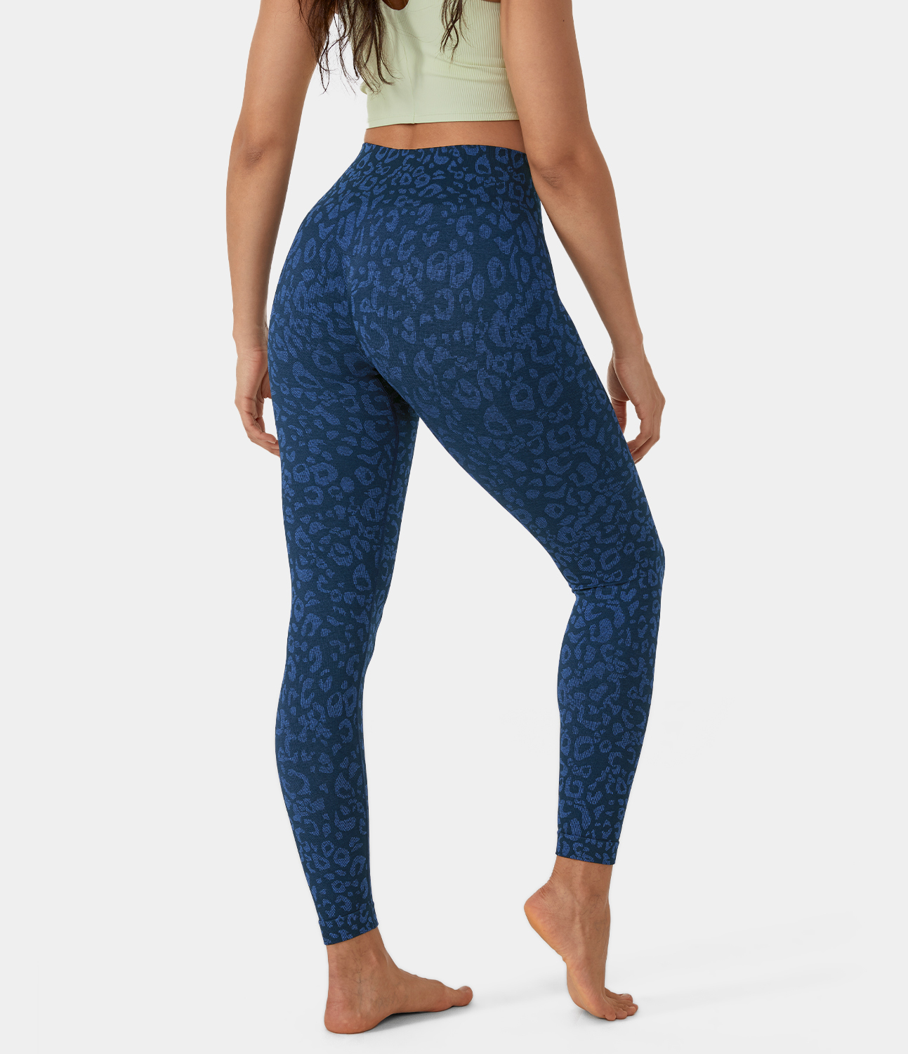 Women s Seamless Flow High Waisted Ruched Leopard Print Yoga Leggings 