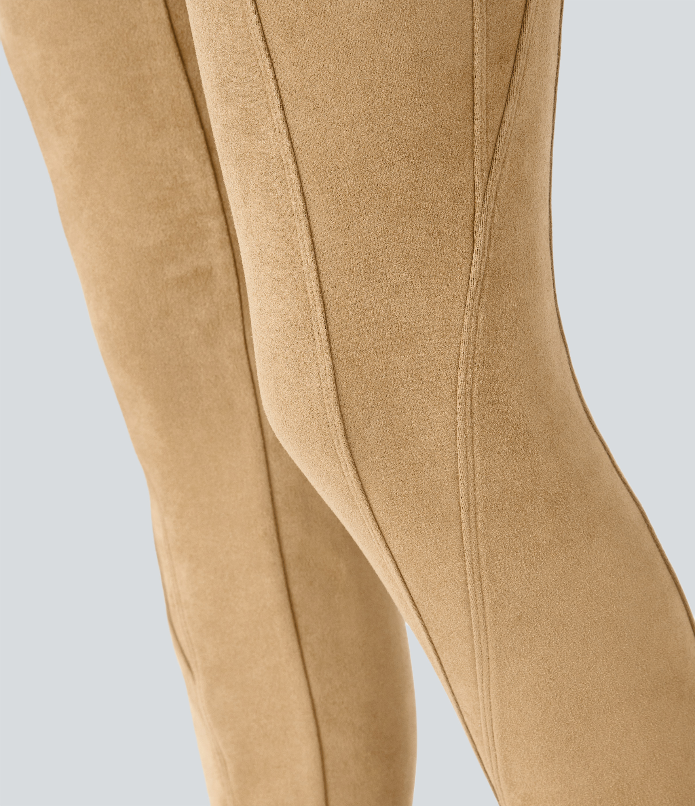 Halara High Waisted Tummy Control Side Pocket Suede Casual Leggings  - Marzipan - XS(7/8) gym leggings leggings with pockets 
