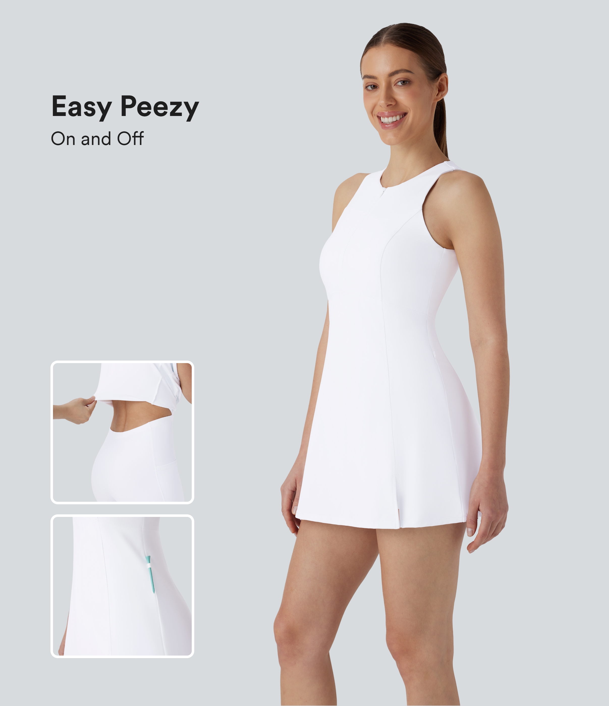 Mini Vestido Softlyzero™ Airy deportivo golf cremallera 2 en 1 bolsillo lateral dividido tacto fresco bolsillo tee golf - Edición Easy Peezy - UPF 50+