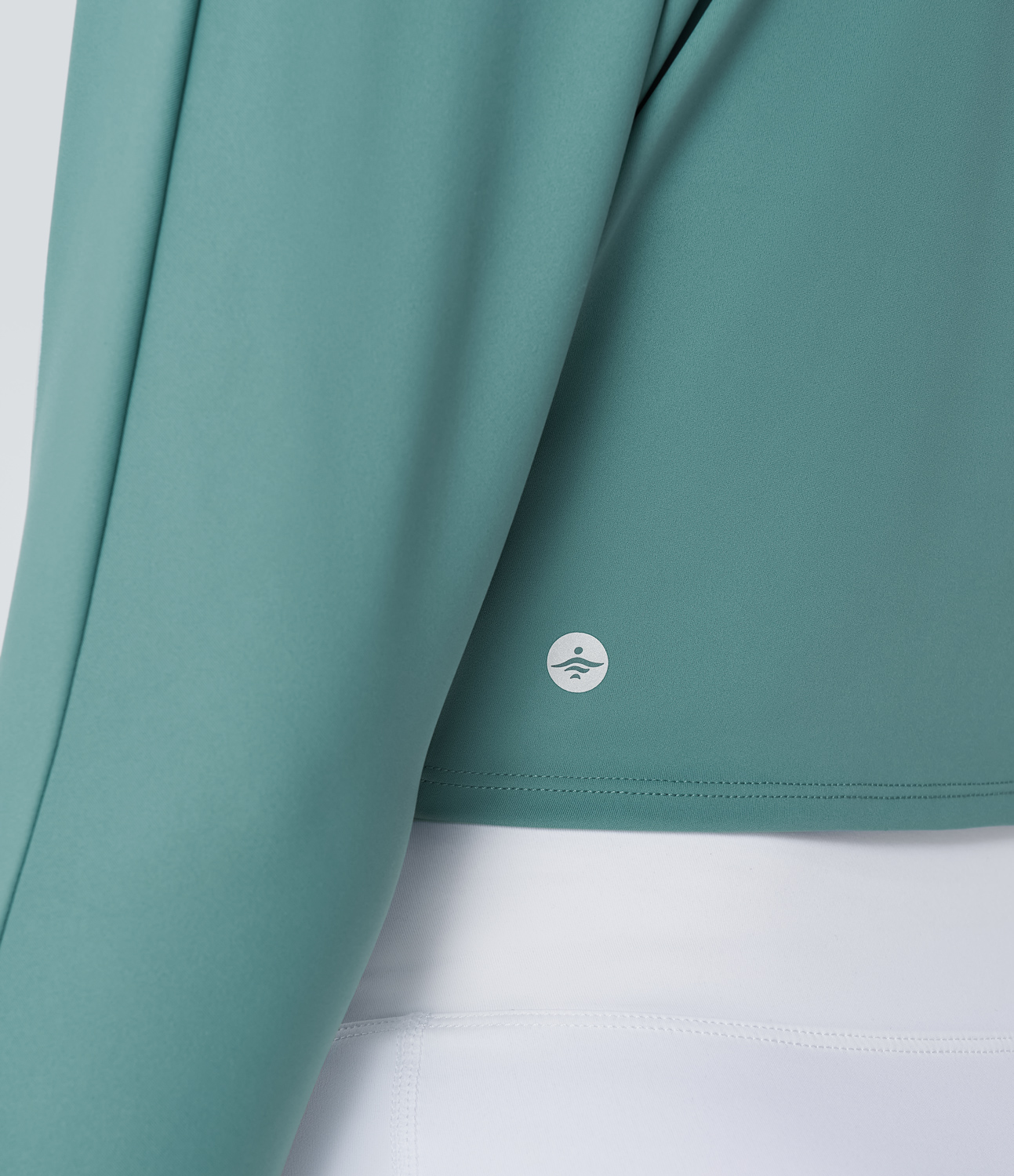 Halara Softlyzeroв„ў Airy Cut Out Thumb Hole Tie Front Cool Touch Yoga Sports Top-UPF50+  - Rock Cyan Blue - XS 