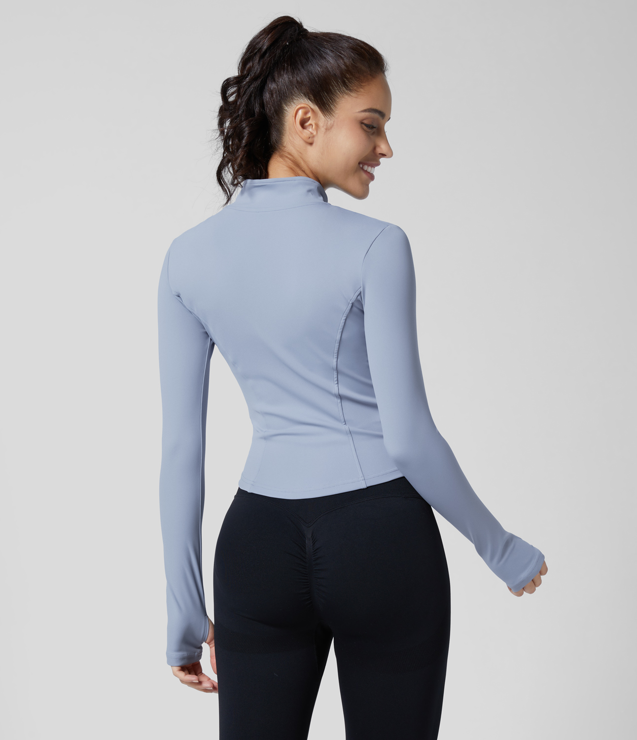 Halara Zipper Thumb Hole Yoga Jacket  - Niagara Mist - M 