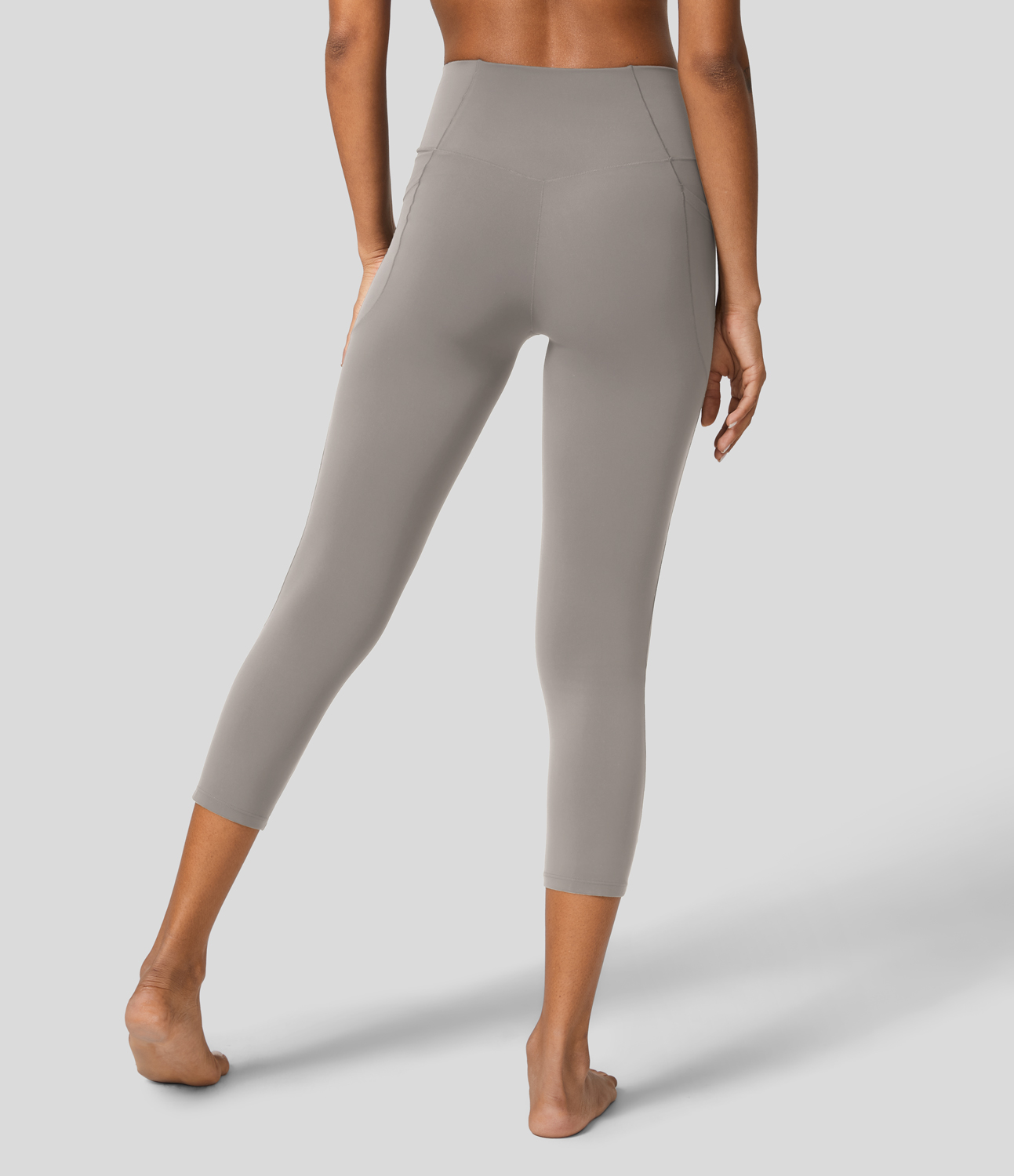 

Halara Softlyzeroв„ў High Waisted Crossover Pocket Capri Yoga Leggings-UPF50+ - Steel Gray -  gym leggings leggings with pockets
