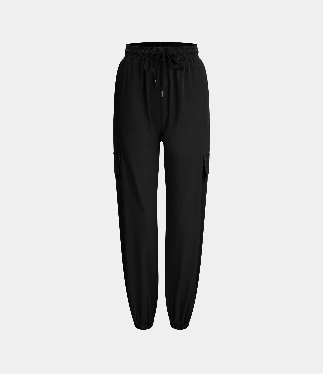 Halara Mid Rise Drawstring Side Pocket Casual Cargo Joggers  - Black - M 