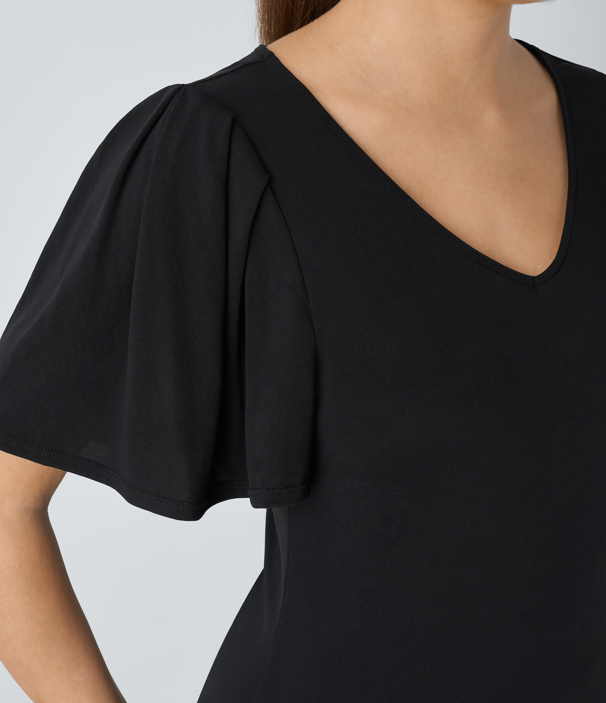 Halara V Neck Butterfly Sleeve Solid Work Top Tank Top - Black - XS golf tops halter top tunic tops sleeveless tops backless top 