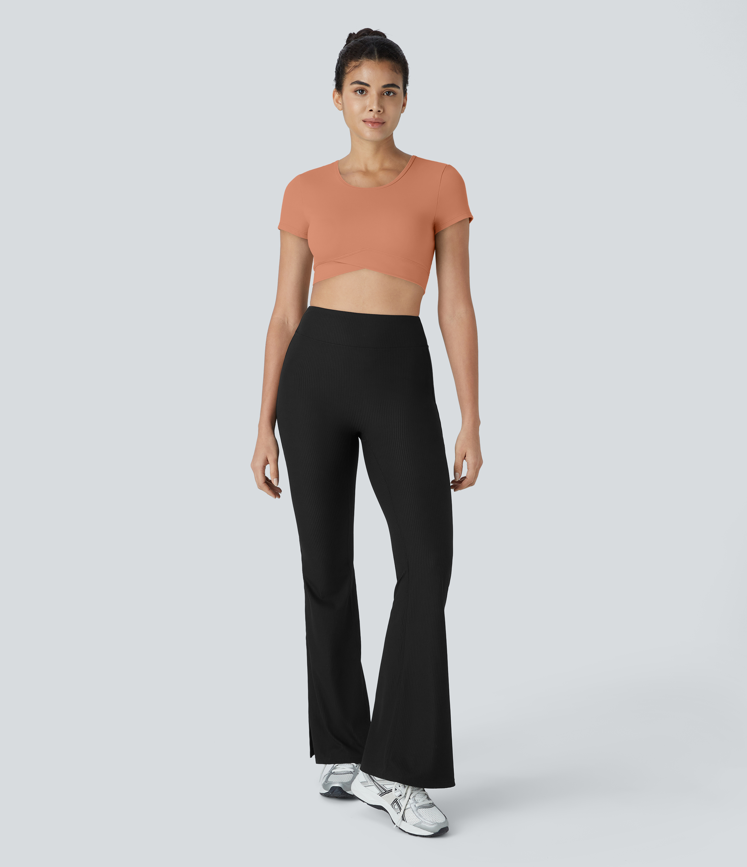 Halara In My Feels Cloudfulв„ў Fabric Crossover Hem Cropped Sports Top  - Sun Baked - L 