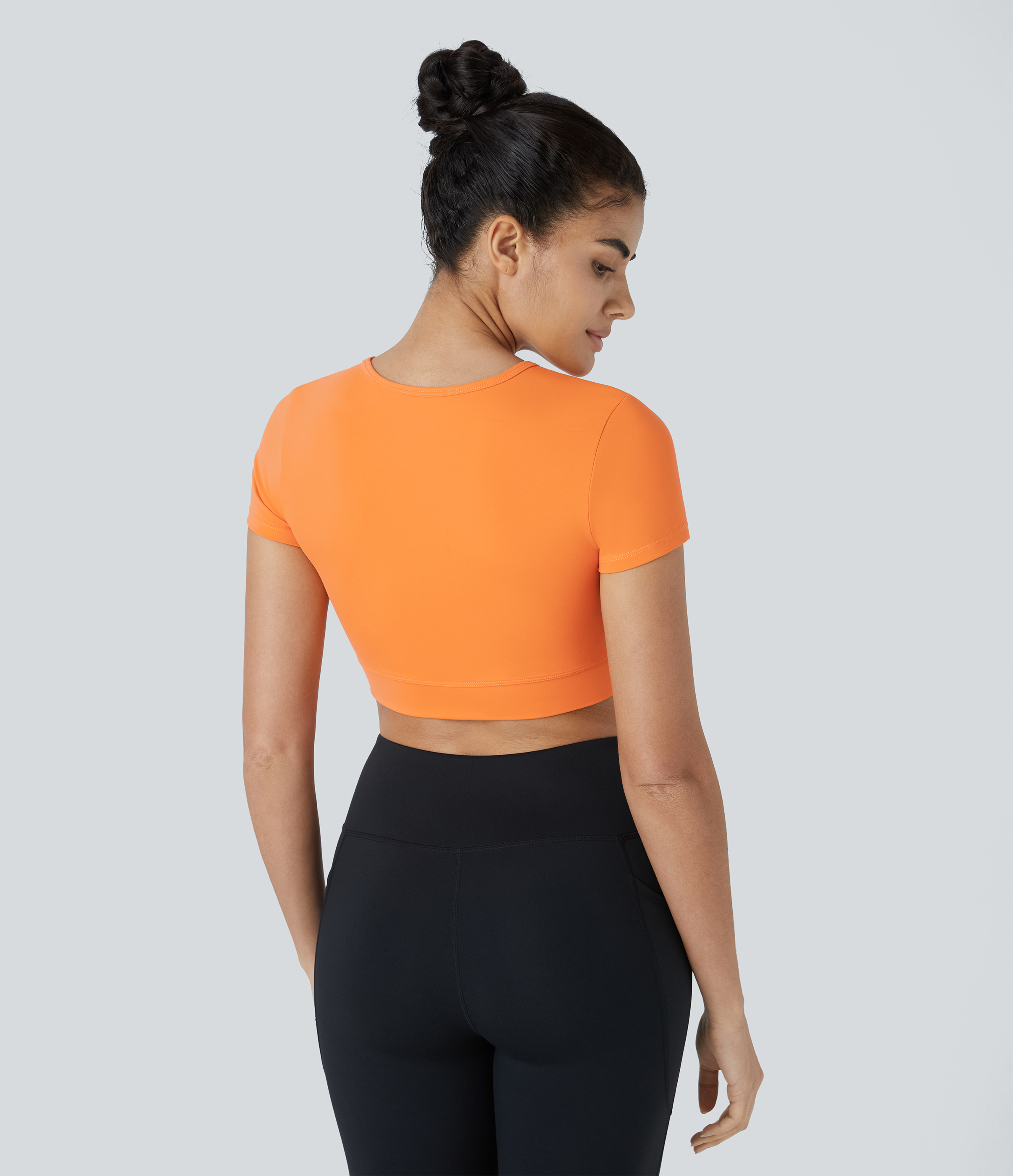 Halara Softlyzeroв„ў Plush Crossover Hem Cropped Sports Top  - Sun Orange - S 