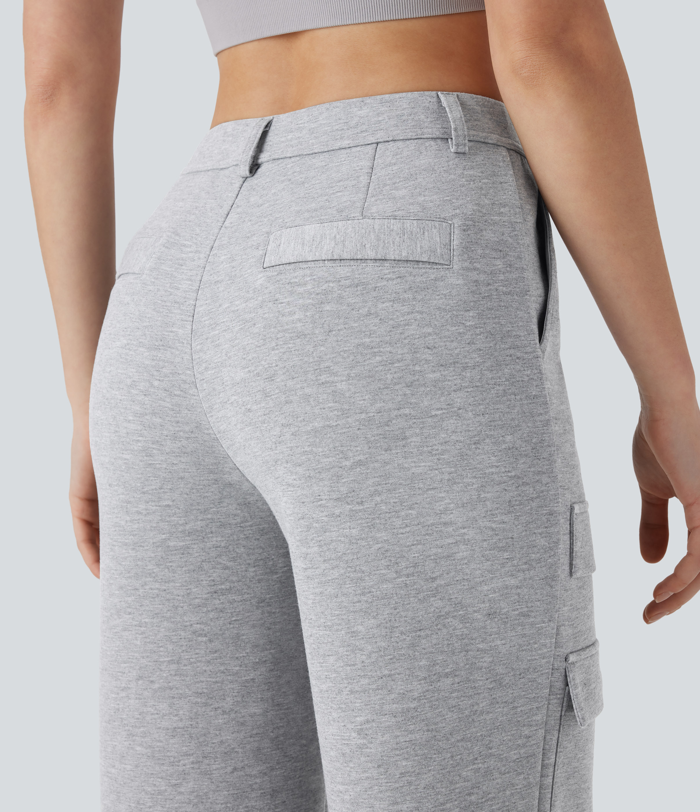 Halara High Waisted Multiple Pockets Straight Leg Hiking Cargo Pants  - Fog Gray - L(regular) 