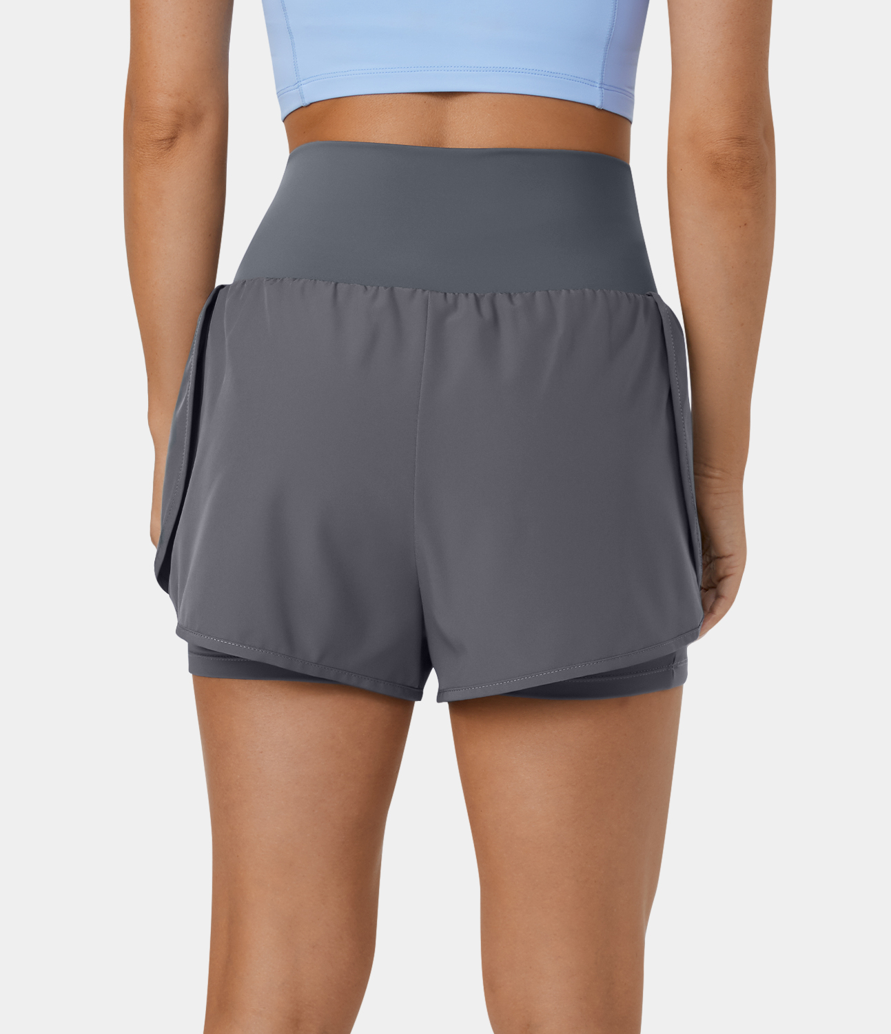 Halara High Waisted Side Pocket 2-in-1 Casual Shorts 3`` Gym Short - Turbulence - M booty shorts compression shorts yoga shorts 