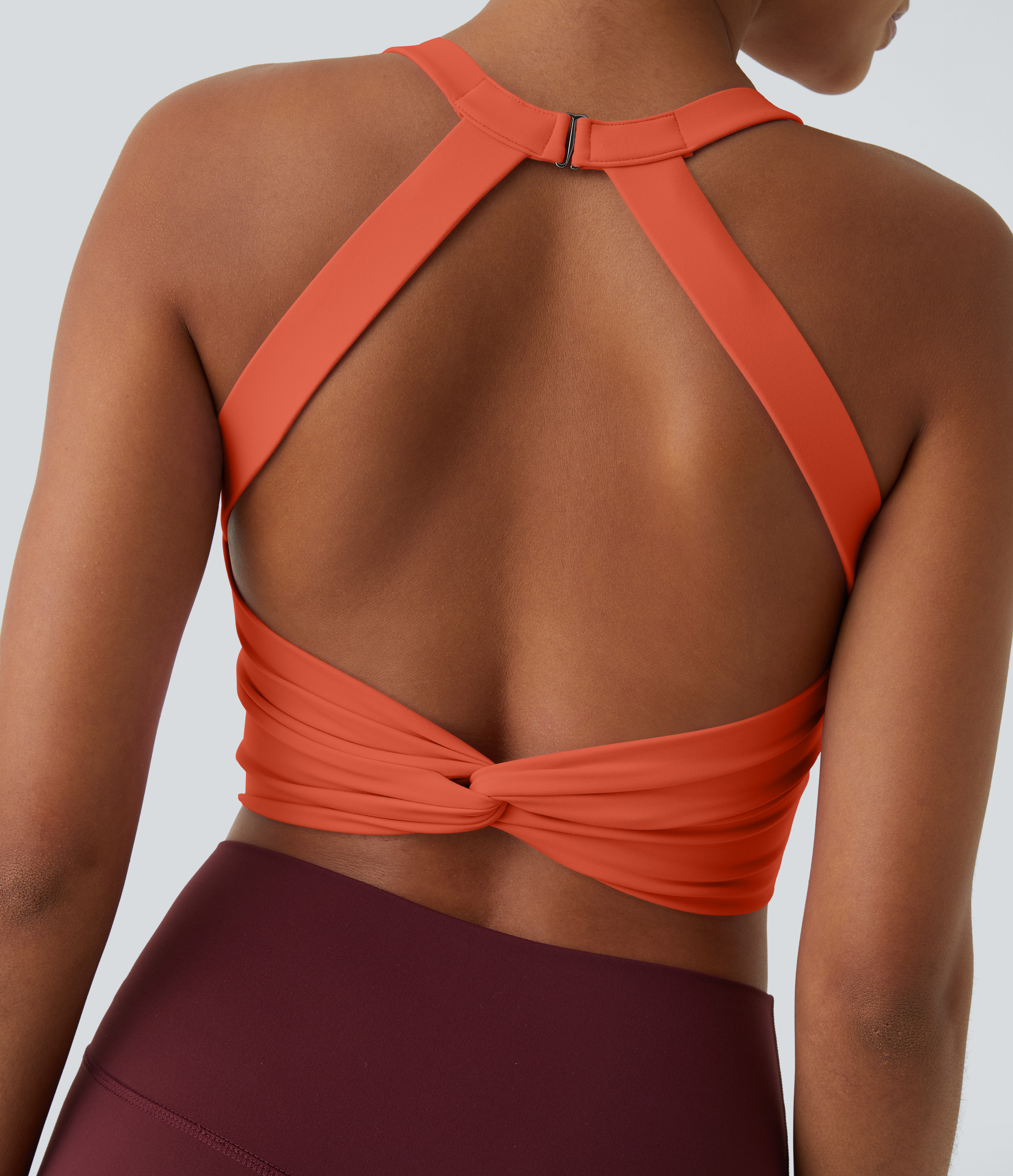 Halara Cloudfulв„ў Fabric Backless Cut Out Twisted Cropped Yoga Tank Top Tank Top - Tigerlily - XL golf tops halter top tunic tops 