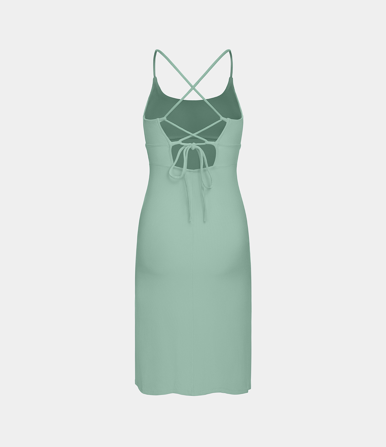 Halara Everyday Split Strap Bodycon Midi Chill Dress-Sensational Casual Dress - Granite Green - S slip dress beach dress ruched dress 