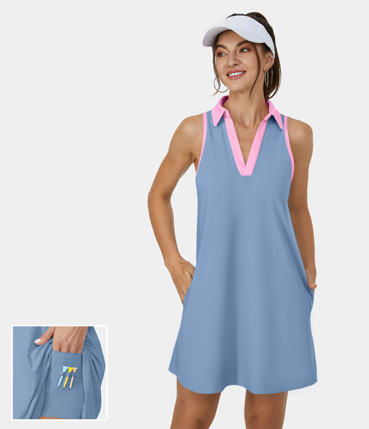 Women's Cloudful® Air Collared V Neck Side Pocket 2Piece Golf Dress