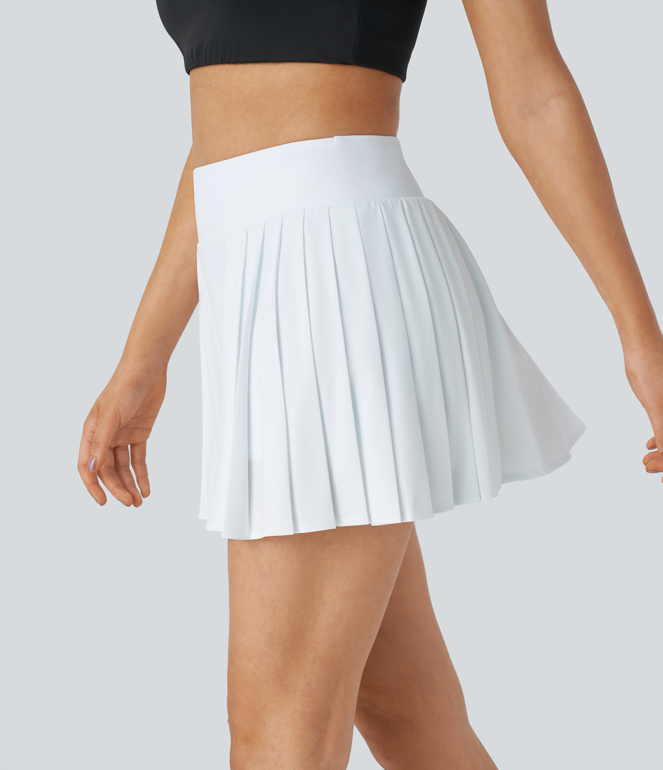 Halara Breezefulв„ў High Waisted 2-in-1 Side Pocket Pleated Mini Quick Dry Tennis Skirt  - White - S(regular) midi skirt a line skirt 