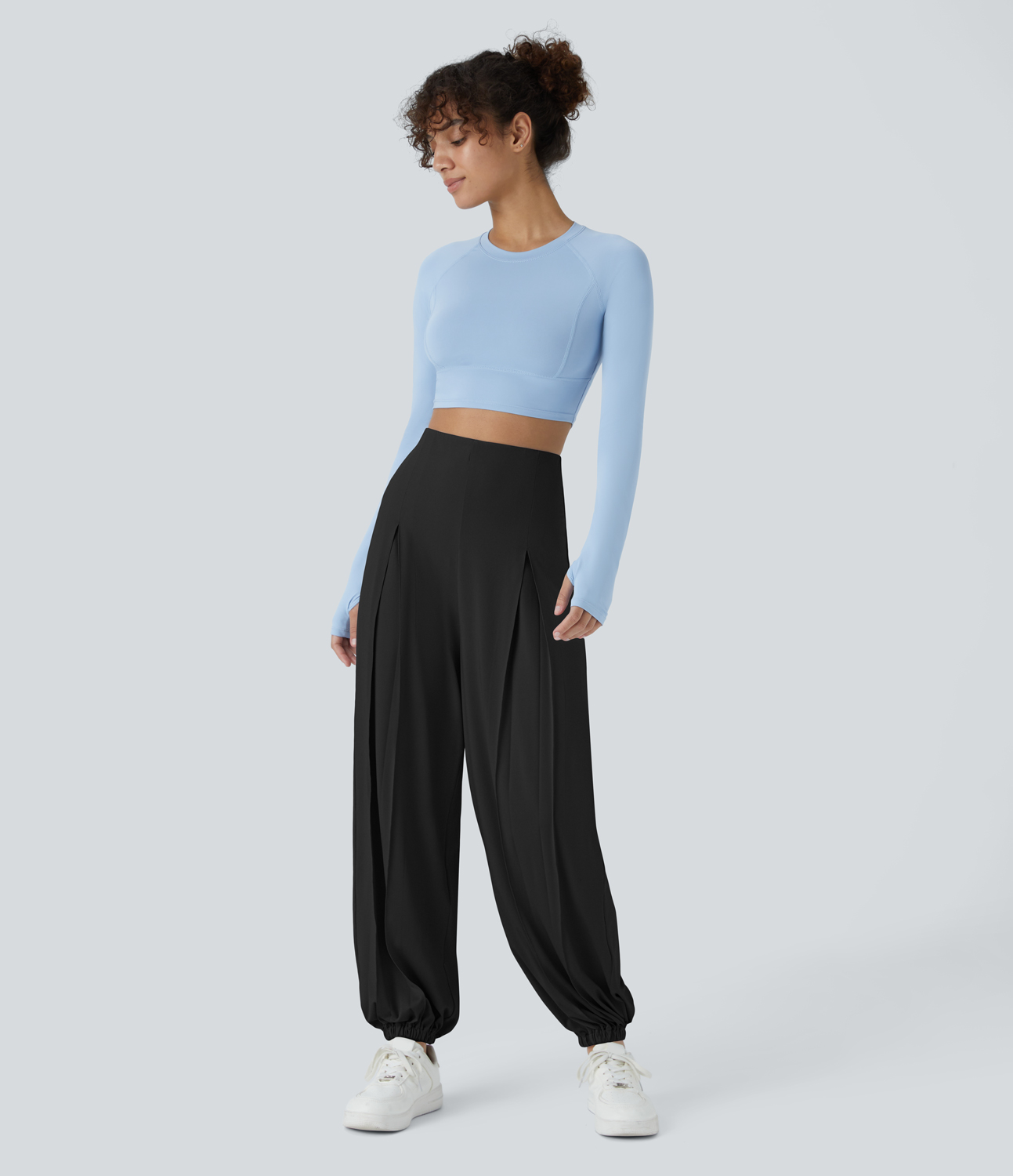 Halara High Waisted Plicated Casual Bloomers Joggers  - Black - XL(regular) 