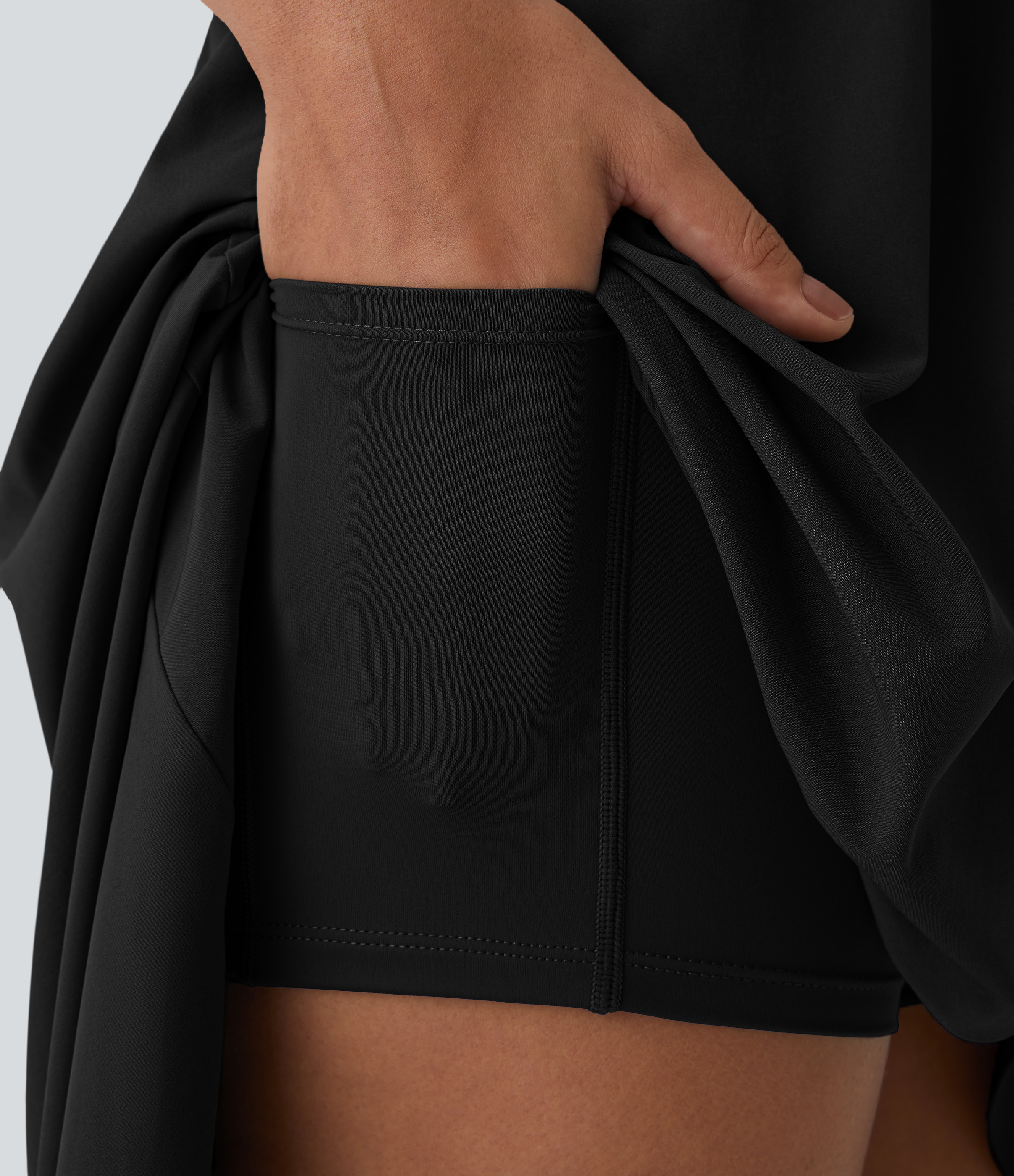 Halara Breezefulв„ў Backless Asymmetric Crossover Hem 2-Piece Side Pocket Flowy Midi Quick Dry Casual Dress Casual Dress - Black - S slip dress 