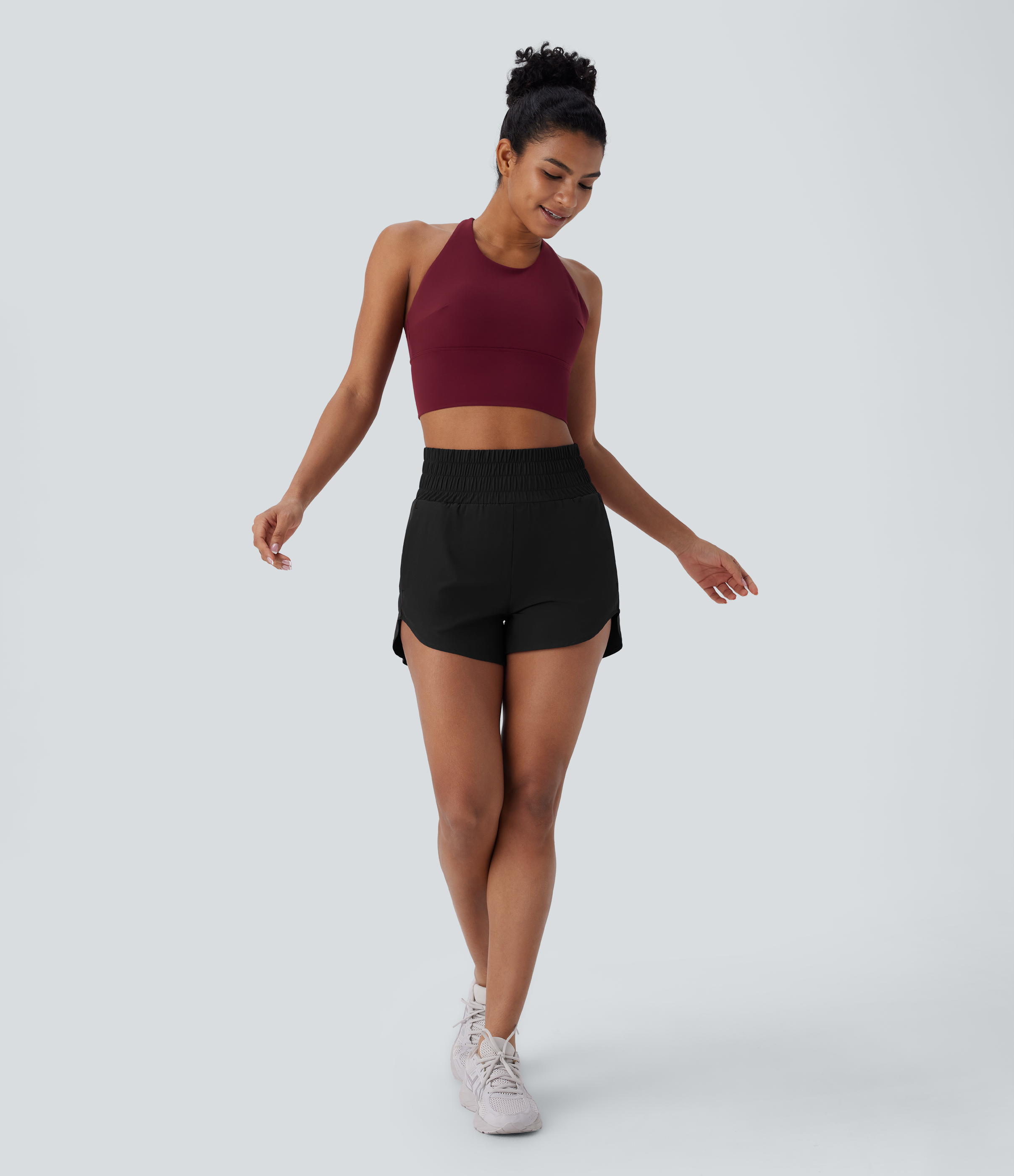 Halara Breezefulв„ў High Waisted Multiple Pockets 2-in-1 Curved Hem Quick Dry Running Shorts 3.5`` Gym Short - Black - XL booty shorts 