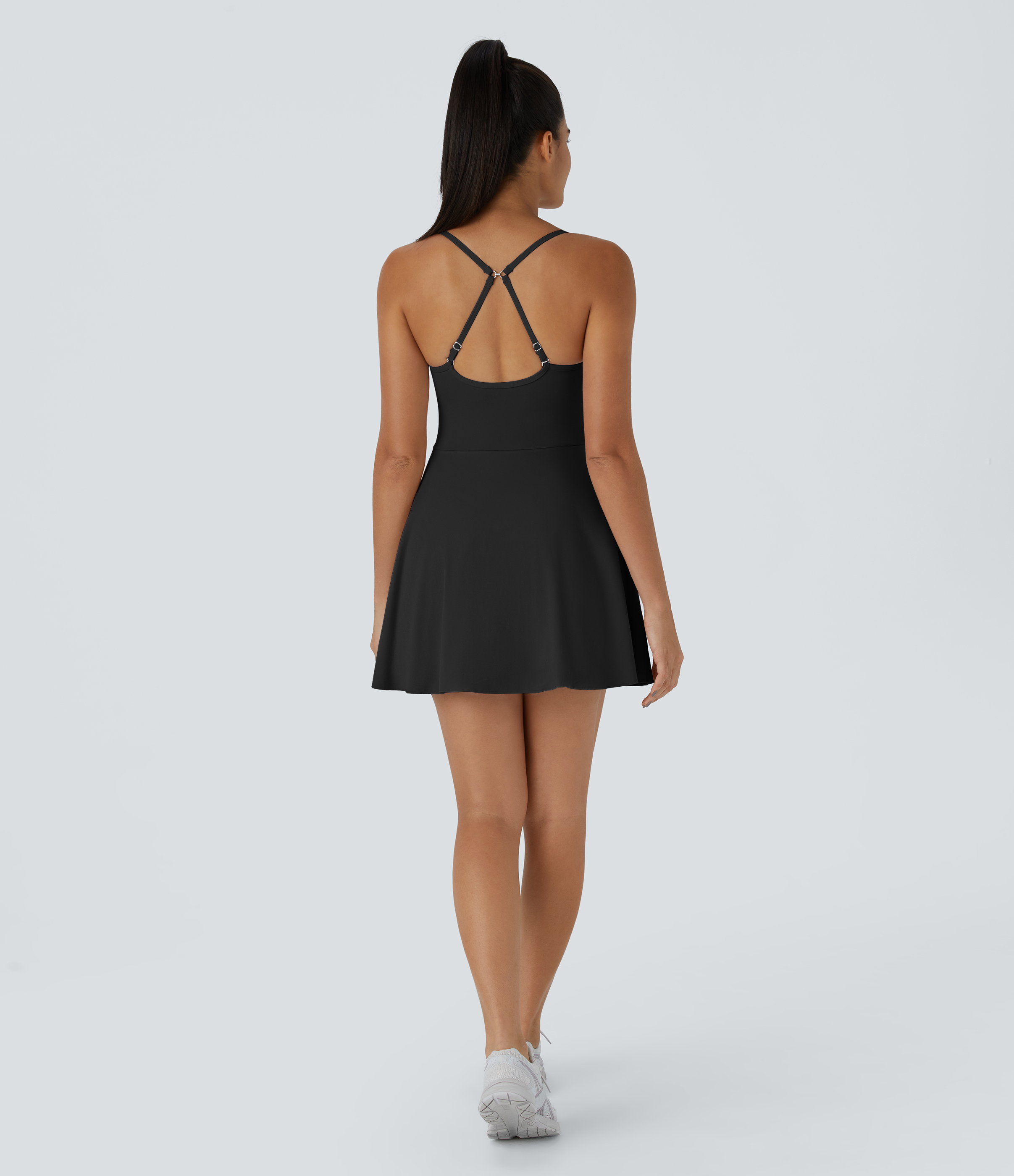 Halara Softlyzeroв„ў Plush Backless Adjustable Strap 2-in-1 Pocket Mini Slip Dance Active Dress Workout Dress - Black - XL 