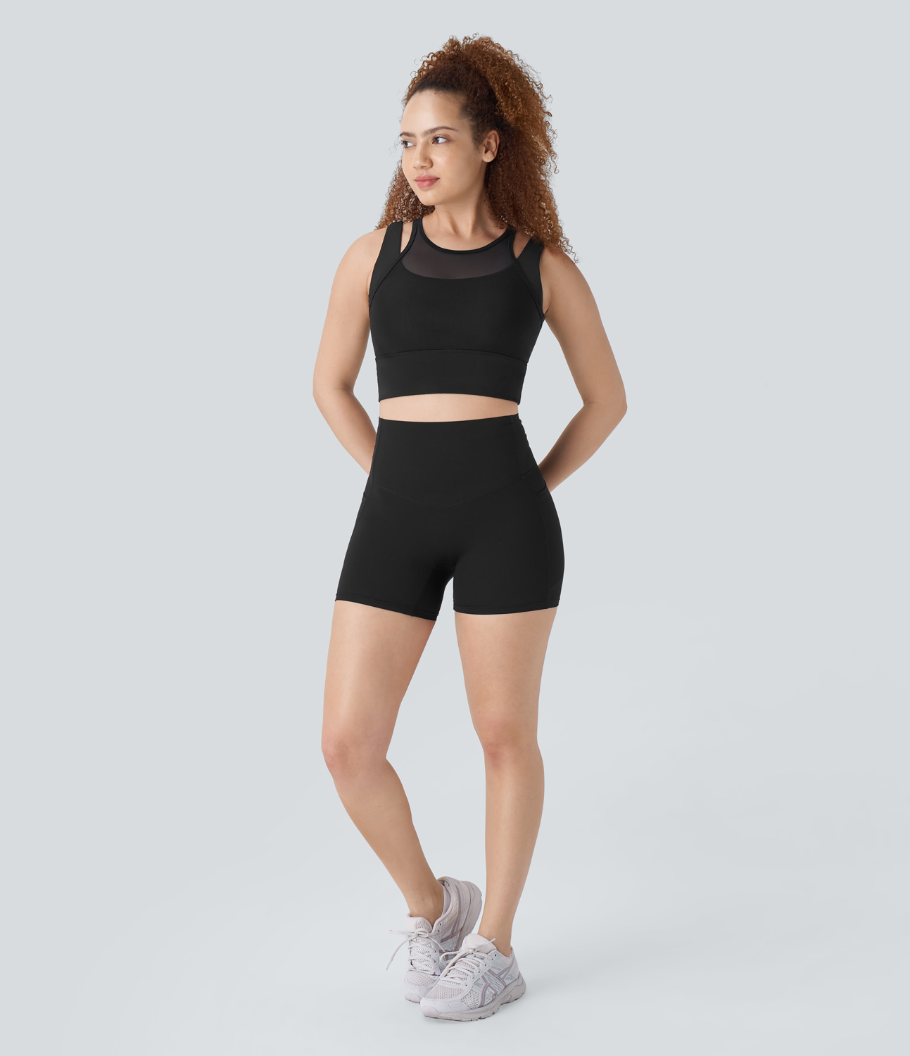 

Halara SpeedWaveв„ў Cut Out Backless Contrast Mesh 2-in-1 Quick Dry Workout Tank Top Tank Top - Black -  golf tops halter top tunic tops