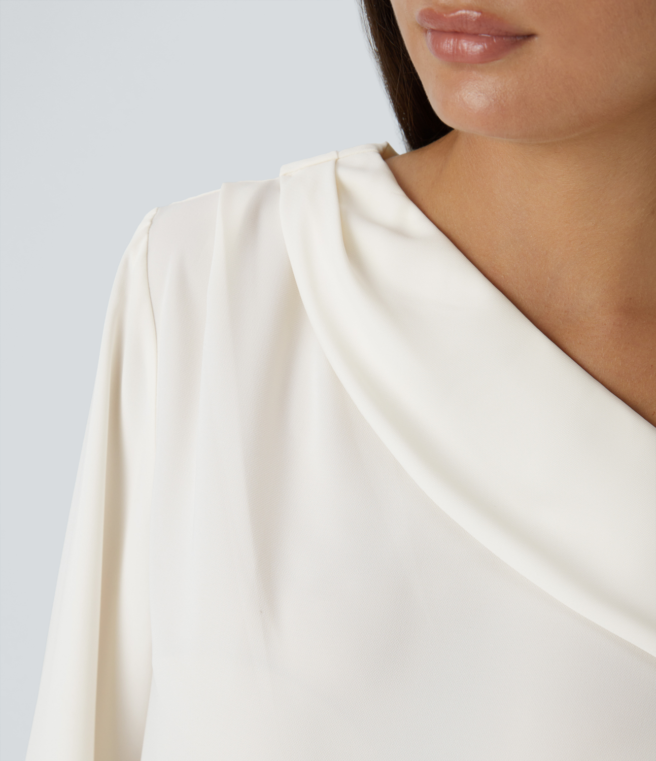 Halara Asymmetric Off Shoulder Long Sleeve Work Top Tank Top - Fish Belly White - L golf tops halter top tunic tops sleeveless tops 