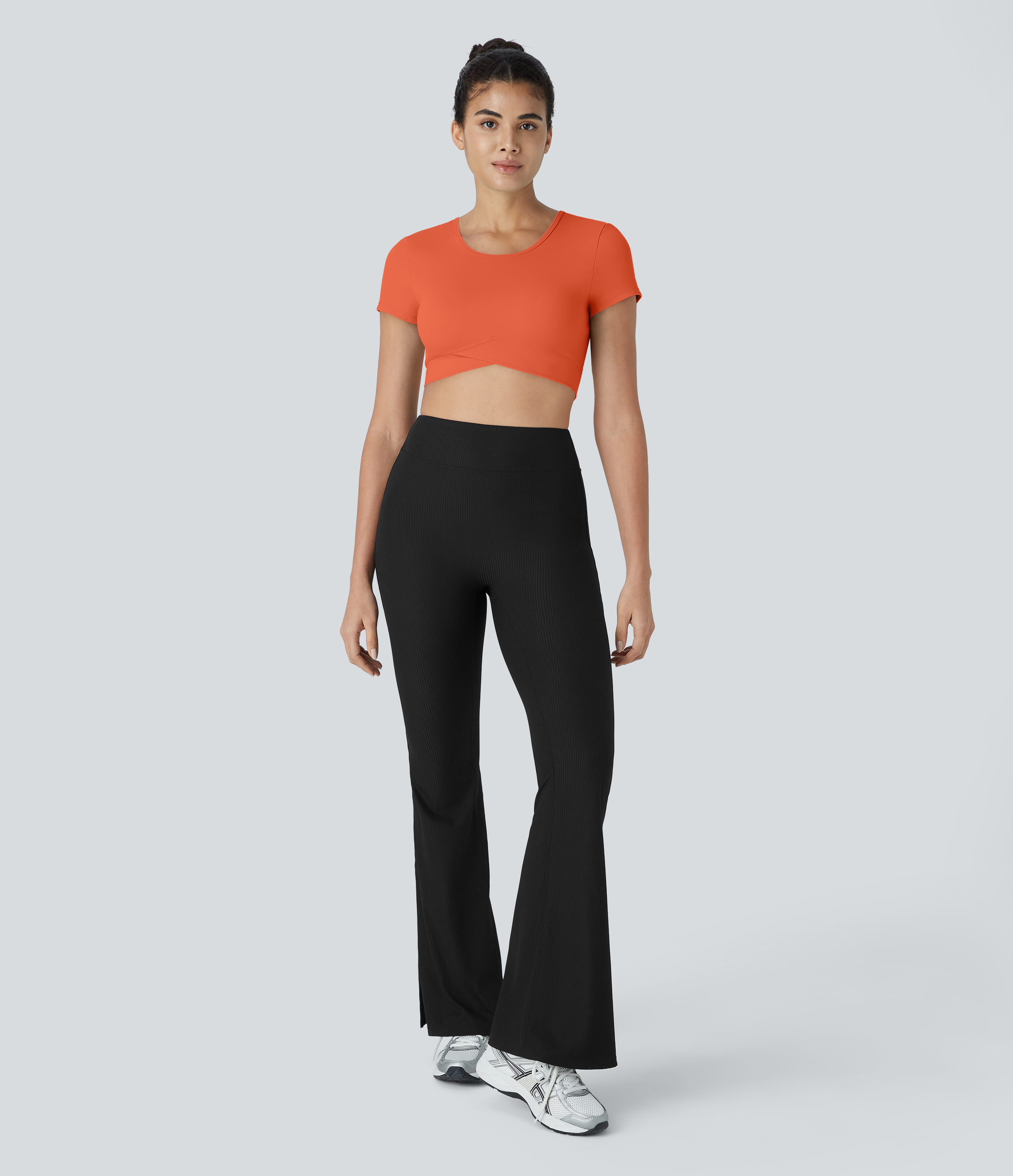 Halara In My Feels Cloudfulв„ў Fabric Crossover Hem Cropped Sports Top  - Tigerlily - XS 