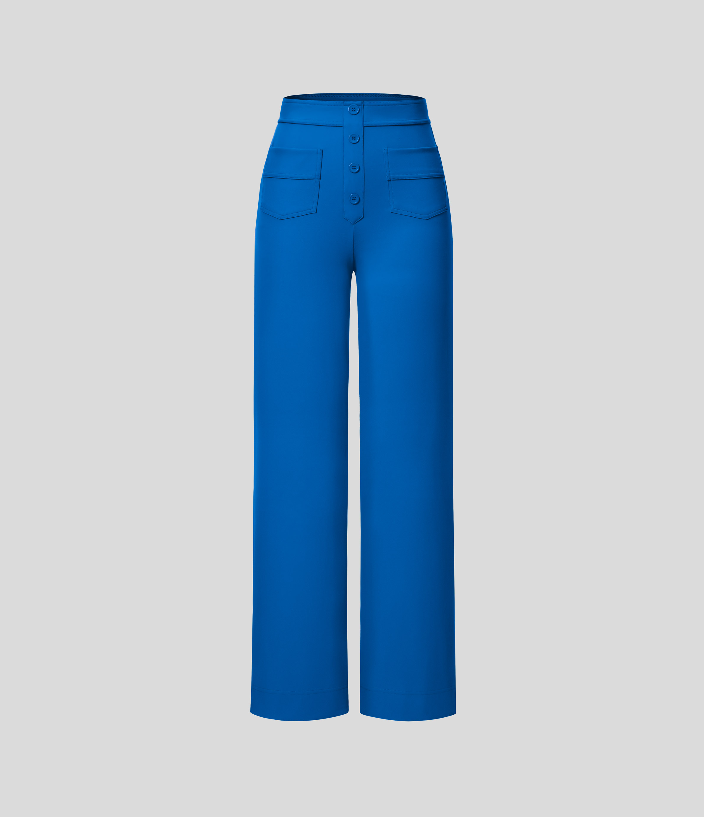 Halara High Waisted Button Multiple Pockets Straight Leg Casual Pants  - Victoria Blue - L(regular) sweatpants jogger pants 