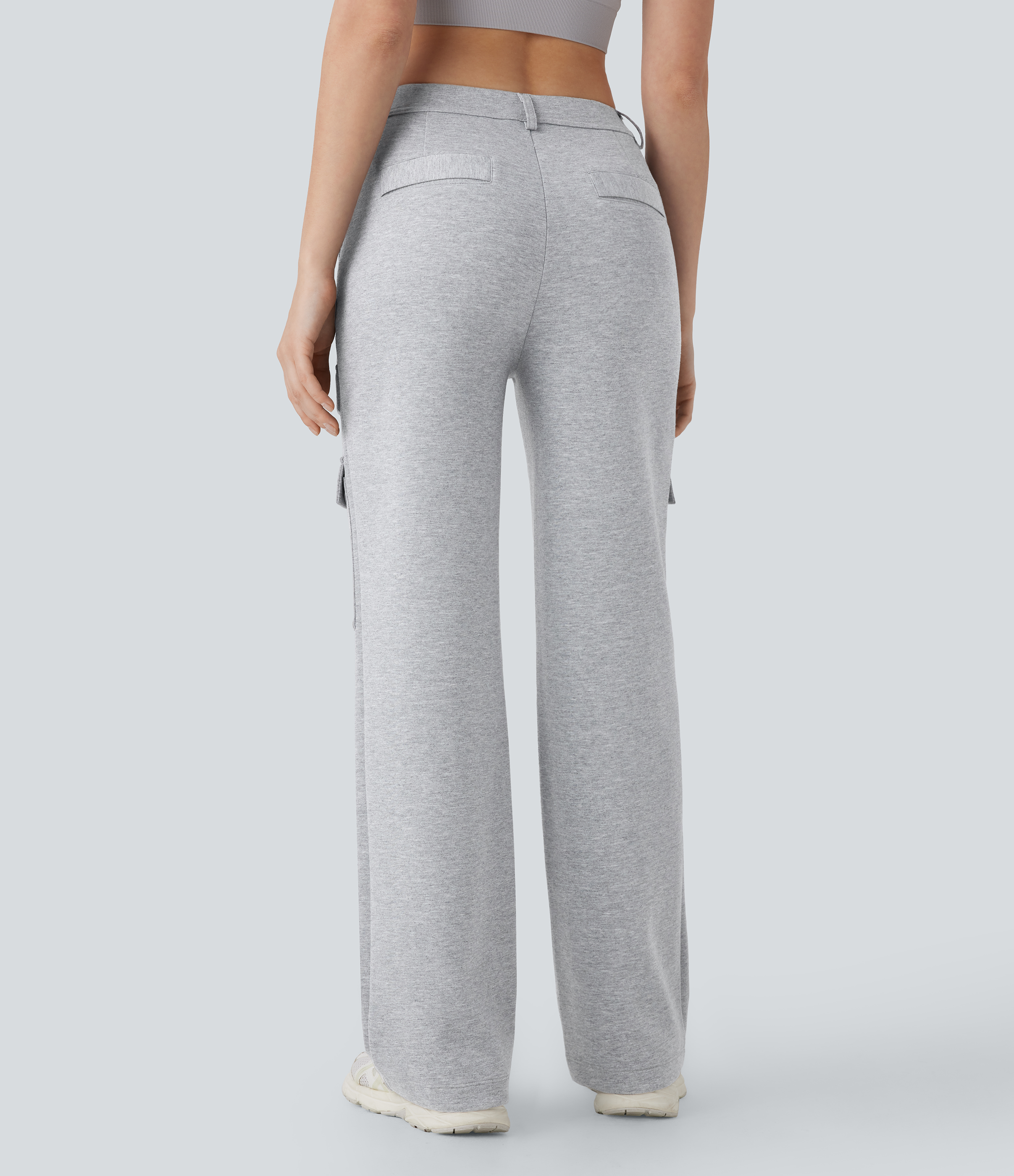 Halara High Waisted Multiple Pockets Straight Leg Hiking Cargo Pants  - Fog Gray - L(regular) 