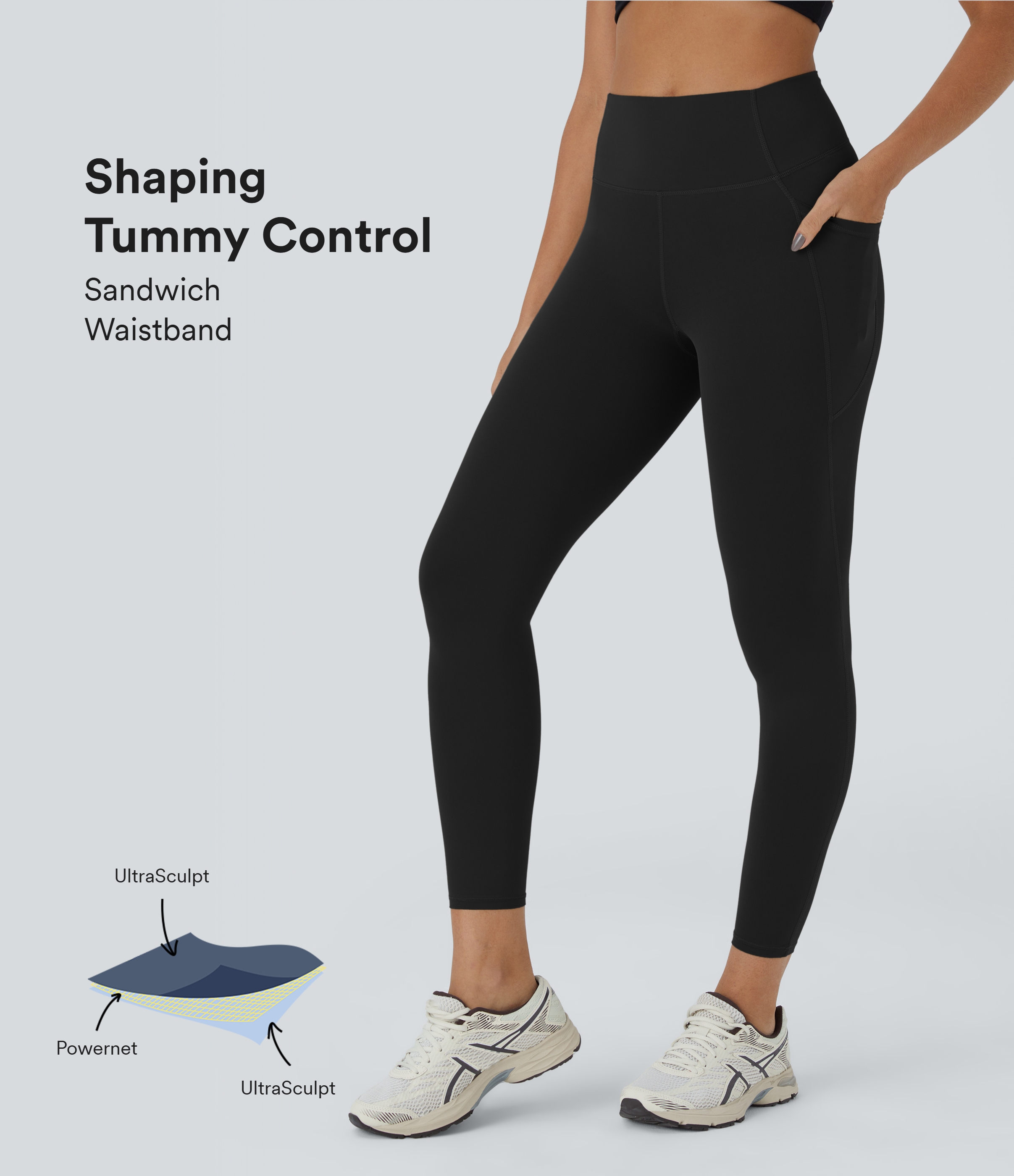 Halara UltraSculptв„ў High Waisted Side Pocket Training 7/8 Leggings  - Black - M gym leggings leggings with pockets leggings with butt lift 