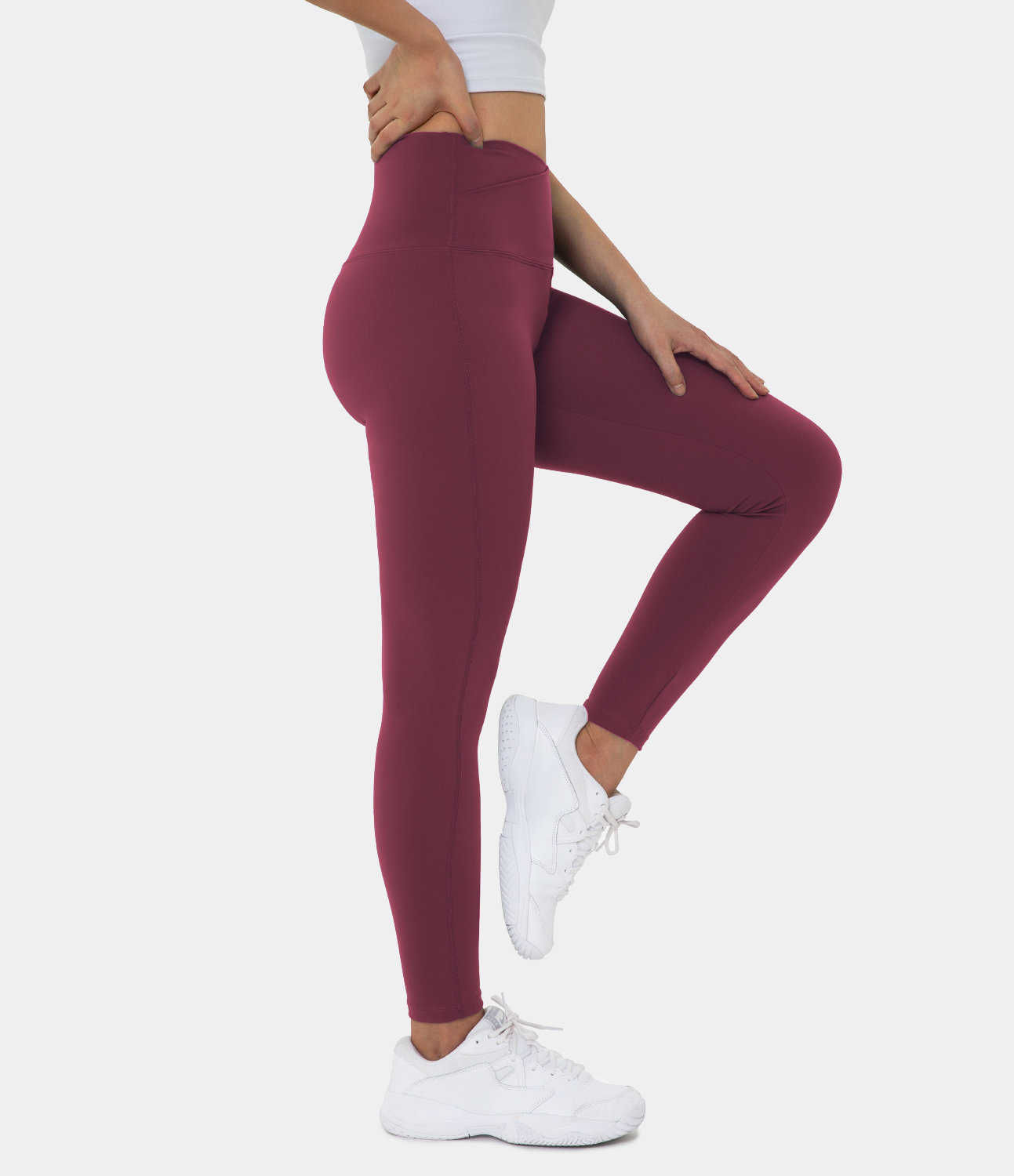 Halara Softlyzeroв„ў High Waisted Crossover Plain Leggings-UPF50+  - Zinfandel - M gym leggings leggings with pockets leggings with butt lift 