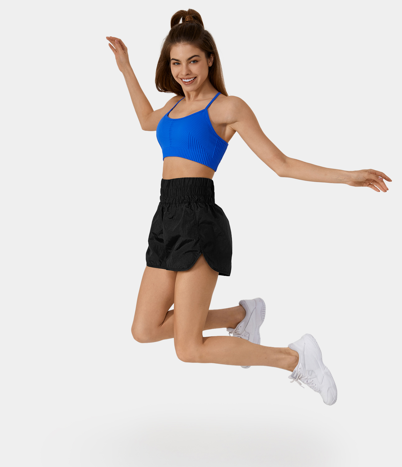 Halara Super High Waisted Split Hem 2-in-1 Casual Shorts 2.5`` Gym Short - Black - M booty shorts compression shorts yoga shorts 