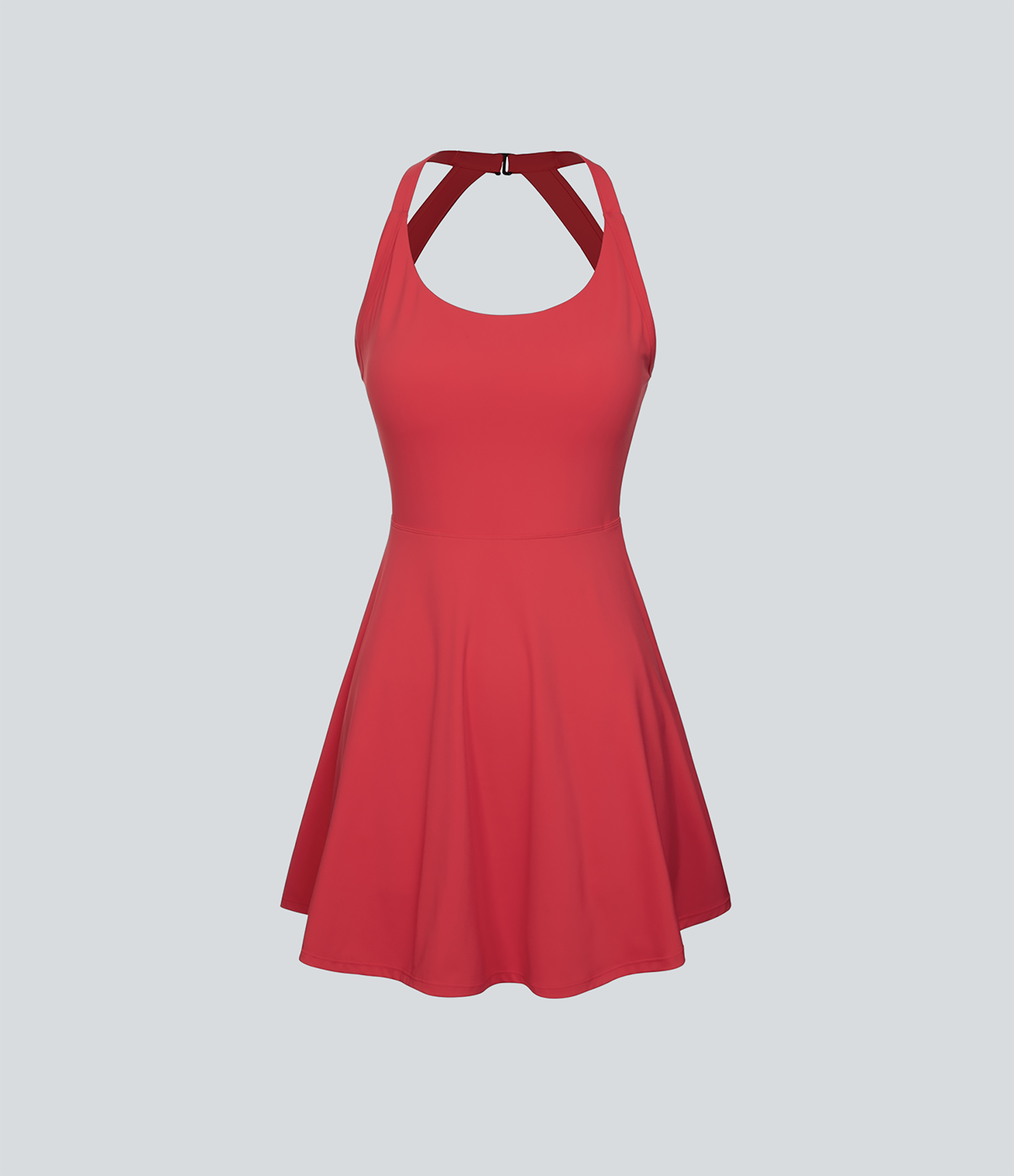 Halara Backless Twisted Flare Mini Dance Active Dress-DD/DDD/F Cups Workout Dress - Salsa - XL 