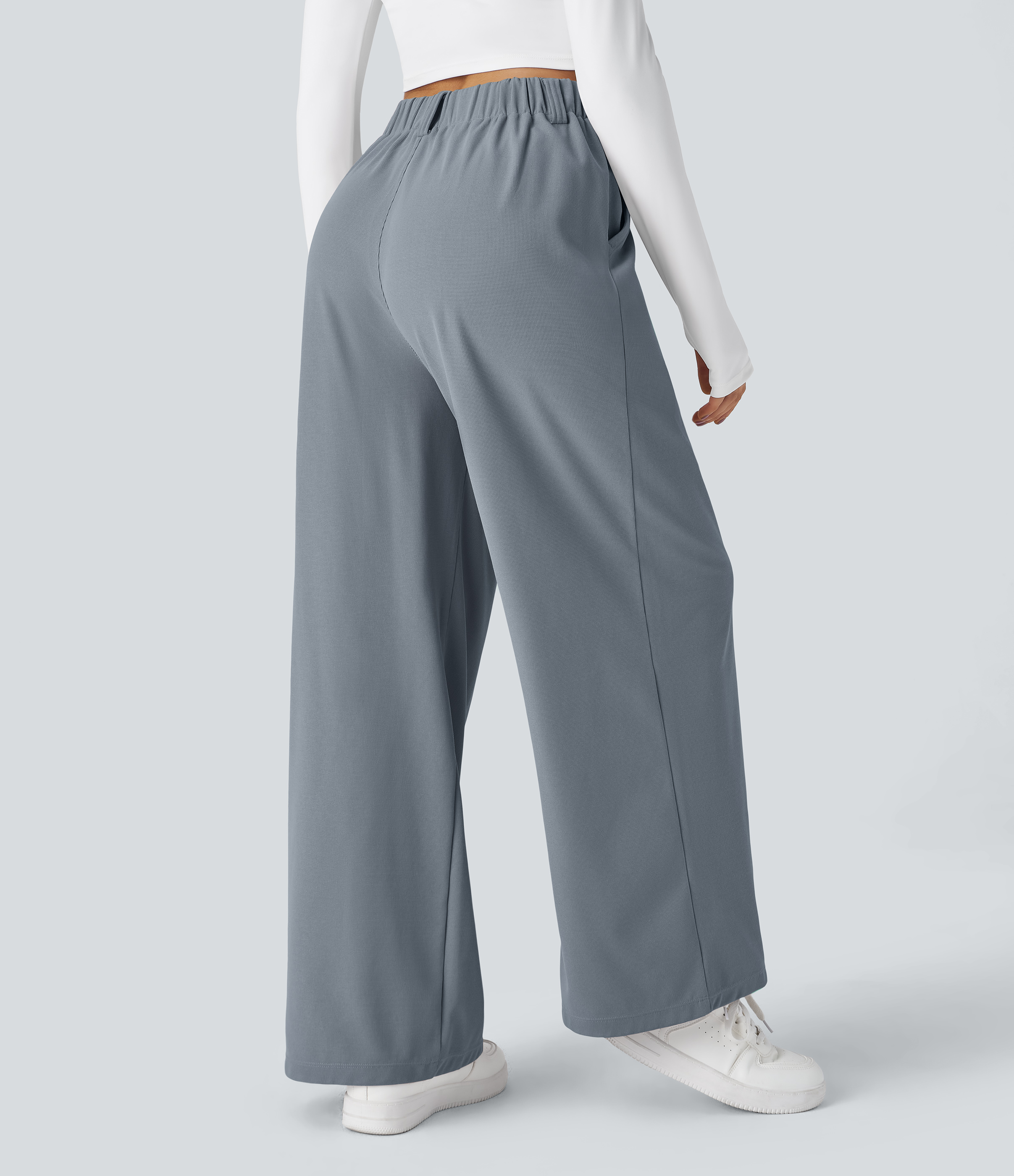 Halara Halara Flexв„ў High Waisted Side Pocket Wide Leg Waffle Work Pants  - Weathervane - XL(regular) sweatpants jogger pants 
