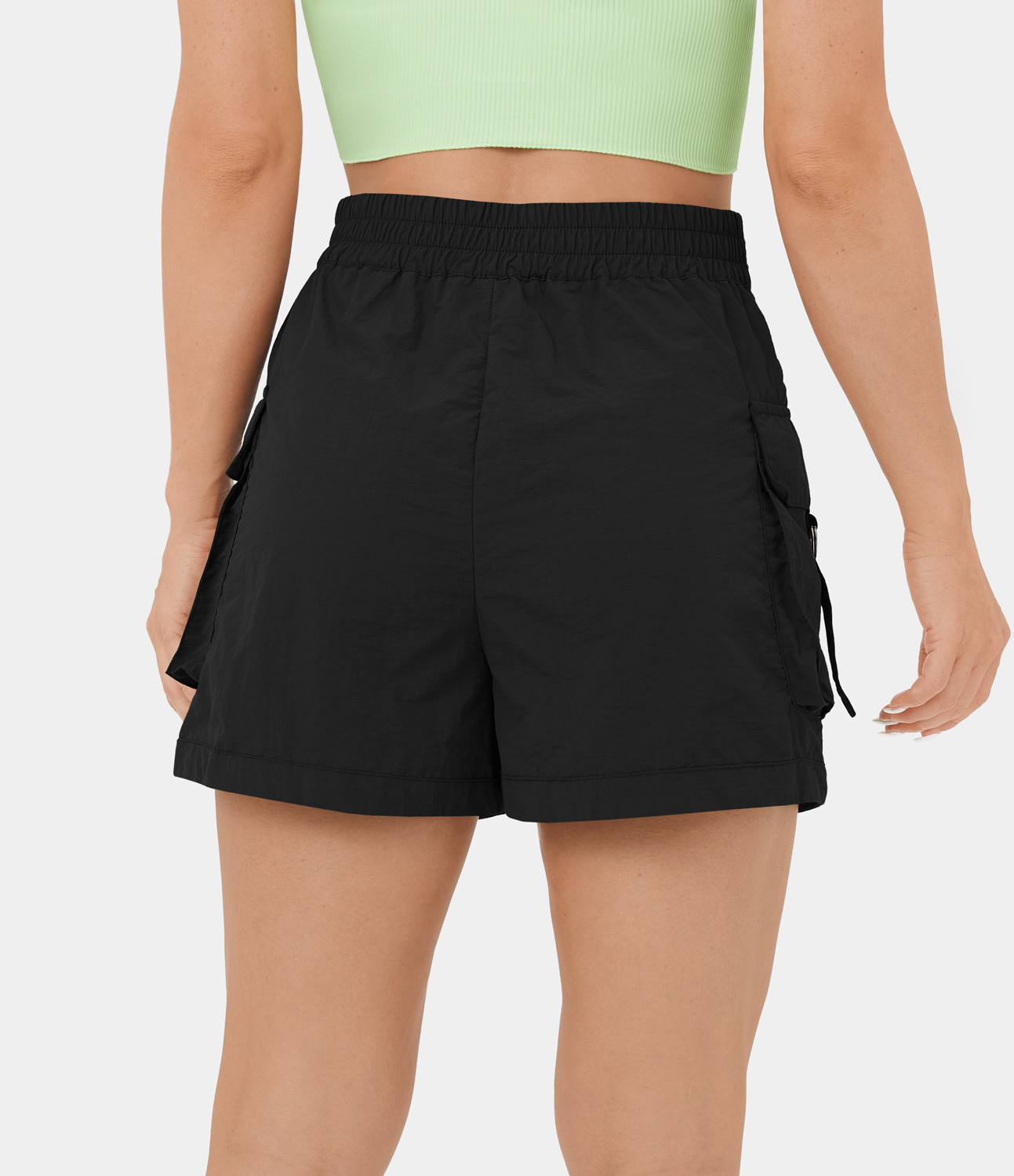 

Halara High Waisted Button Zipper Flap Pocket Casual Cargo Shorts 3'' Gym Short - Black -  booty shorts compression shorts yoga shorts