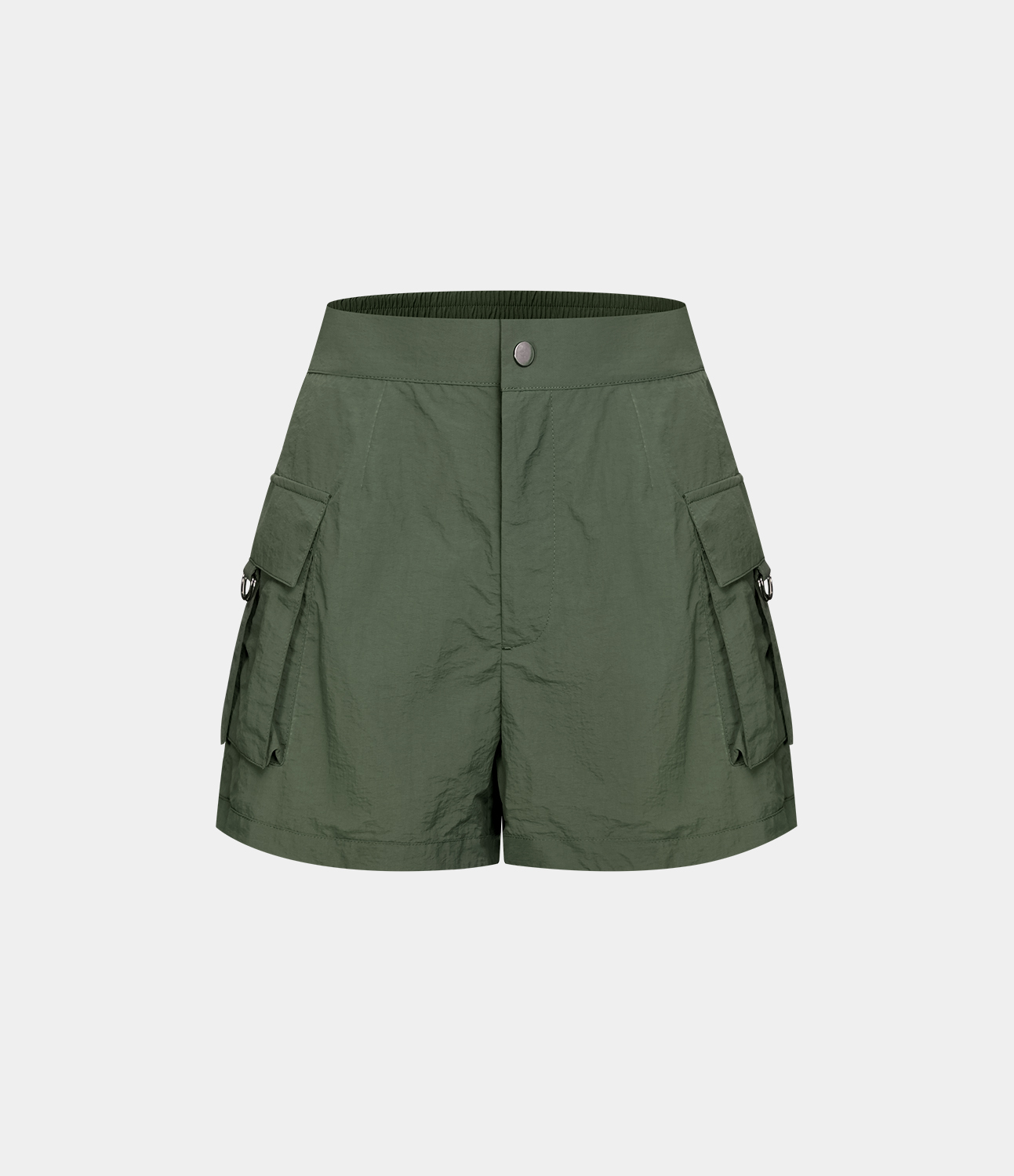 Halara High Waisted Button Zipper Flap Pocket Casual Cargo Shorts 3`` Gym Short - Deep Tea Green - S booty shorts compression shorts 