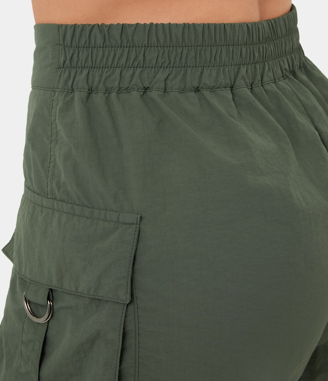 Halara High Waisted Button Zipper Flap Pocket Casual Cargo Shorts 3`` Gym Short - Deep Tea Green - S booty shorts compression shorts 
