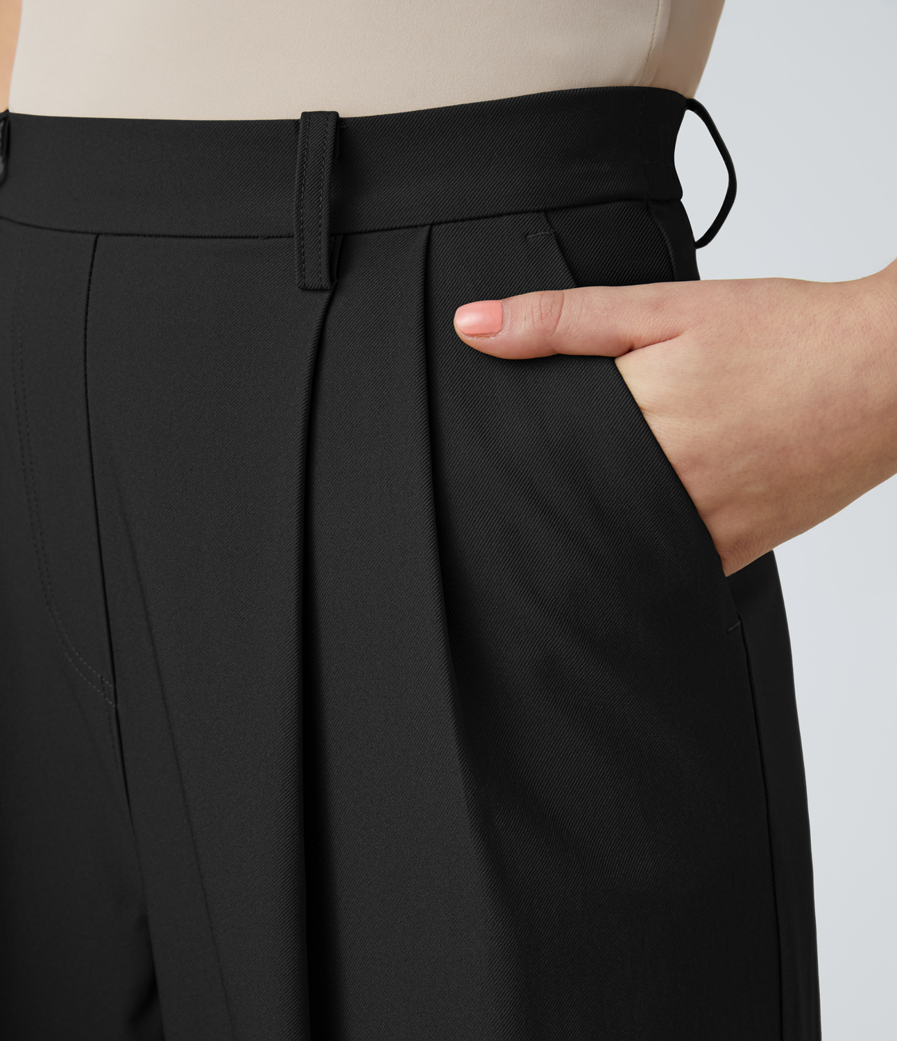 

Halara High Waisted Invisible Zipper Side Pocket Capri Wide Leg Work Pants - Black -  sweatpants jogger pants stacked sweatpants