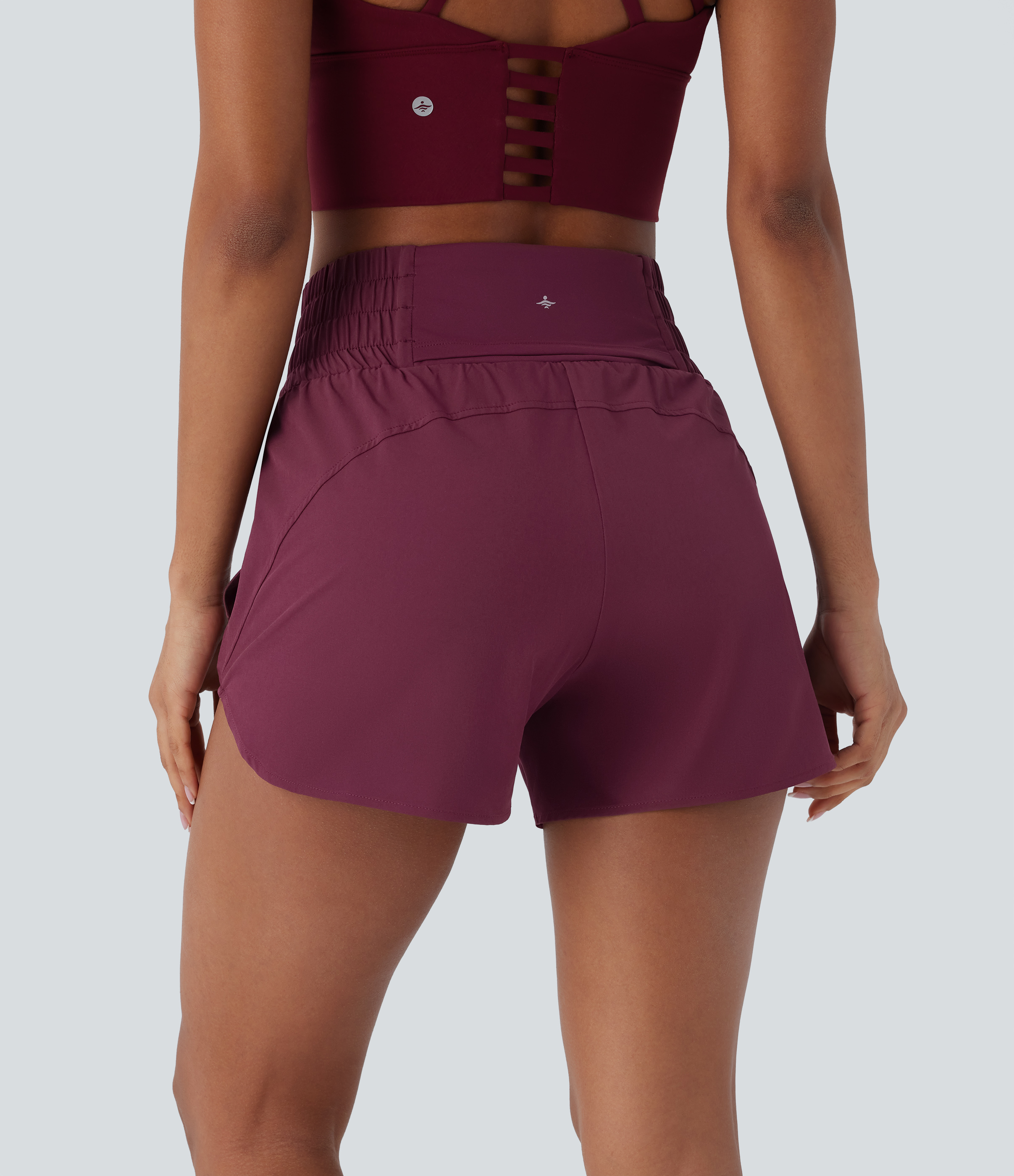 Halara Breezefulв„ў High Waisted Multiple Pockets 2-in-1 Curved Hem Quick Dry Running Shorts 3.5`` Gym Short - Amaranth - XL booty shorts 